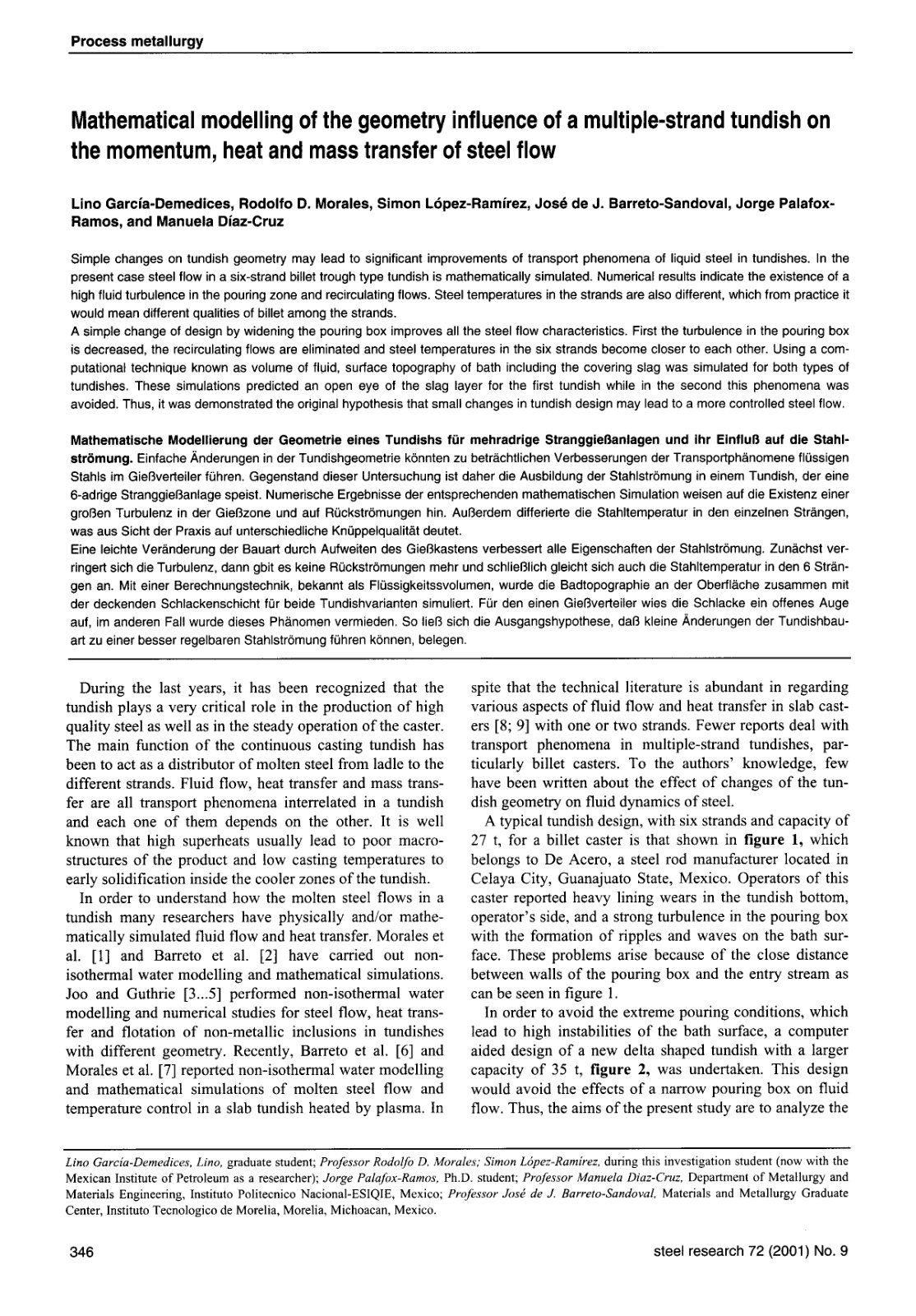 First page of Mathematical modelling of the geometry i