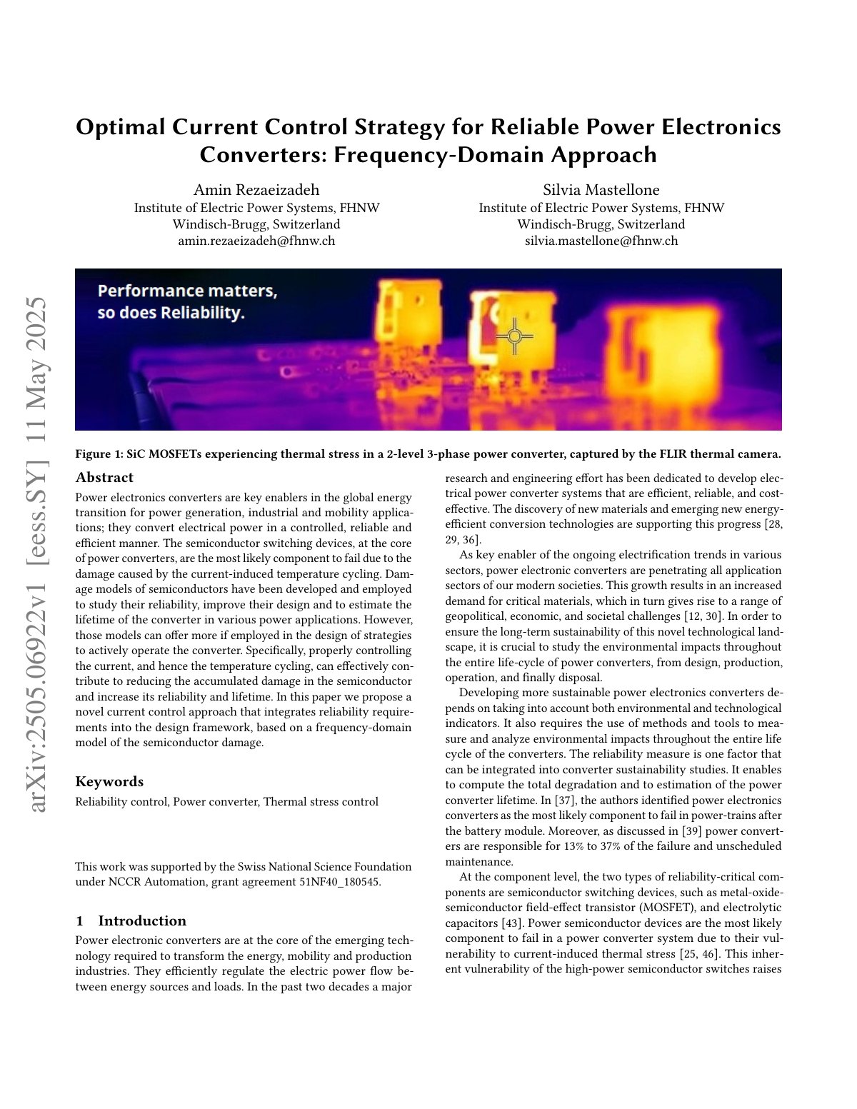 First page of Optimal Current Control Strategy for Reliable Power Electronics Converters: Frequency-Domain Approach