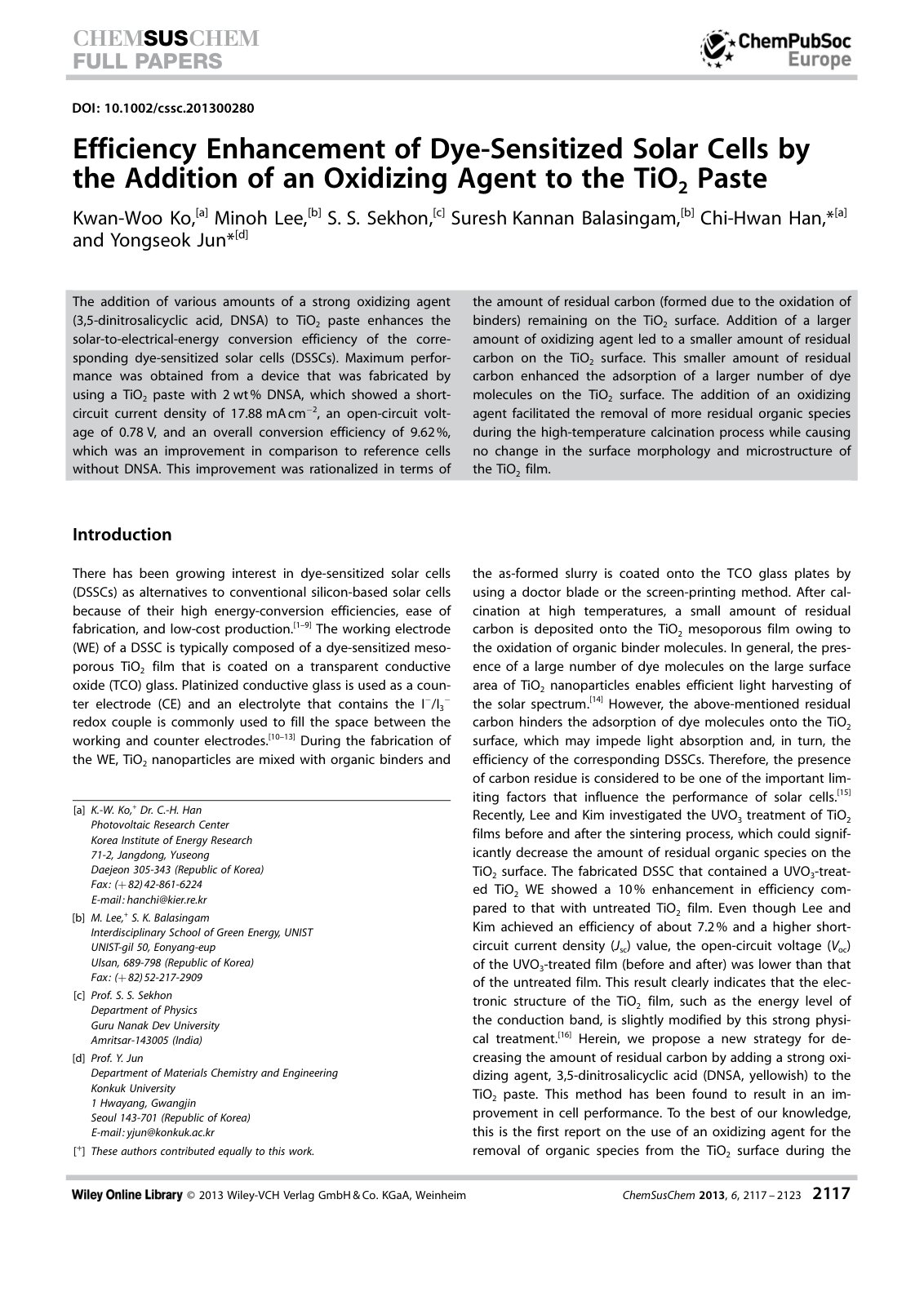 First page of Efficiency Enhancement of Dye Sensitized