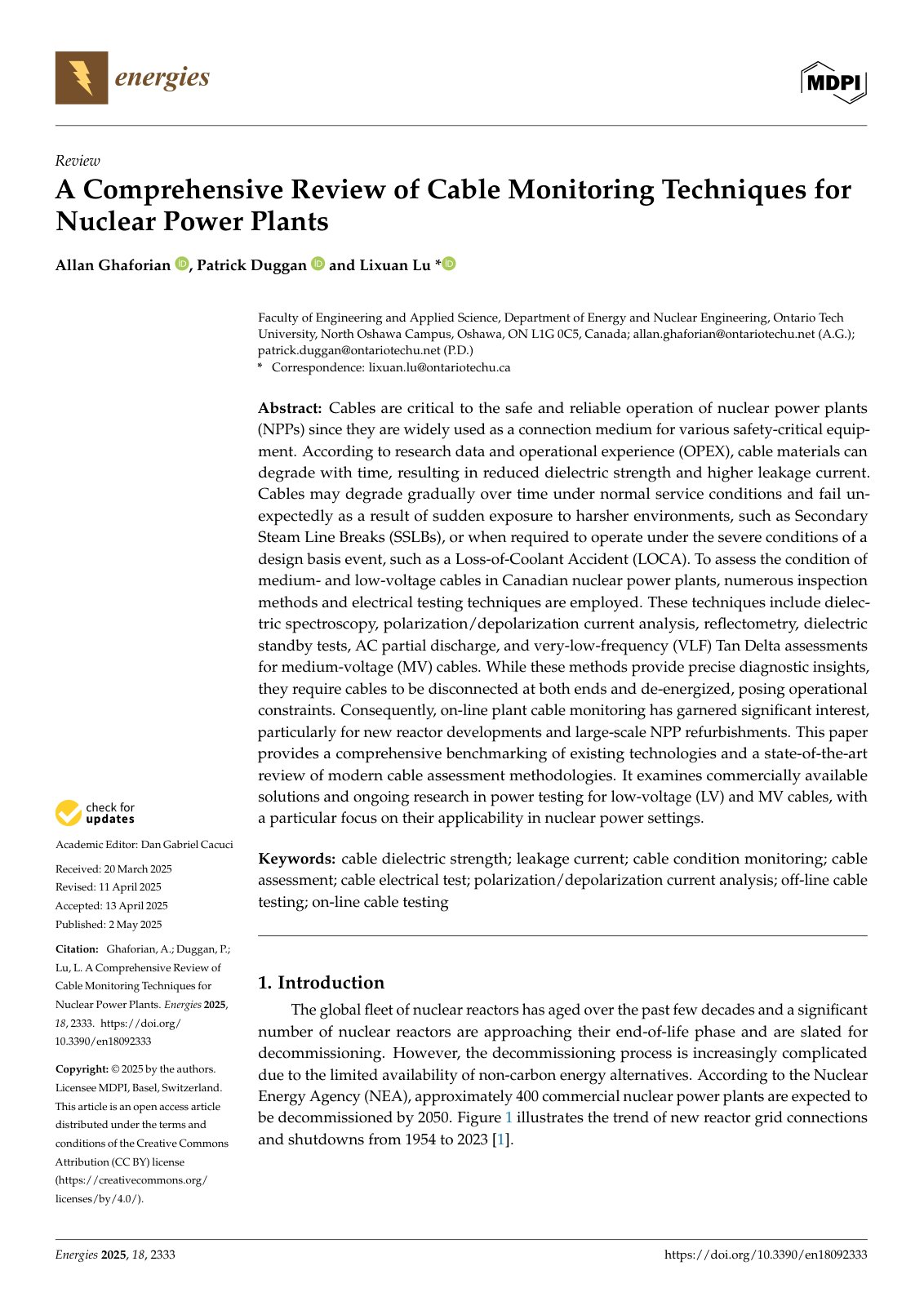 First page of A Comprehensive Review of Cable Monitoring Techniq