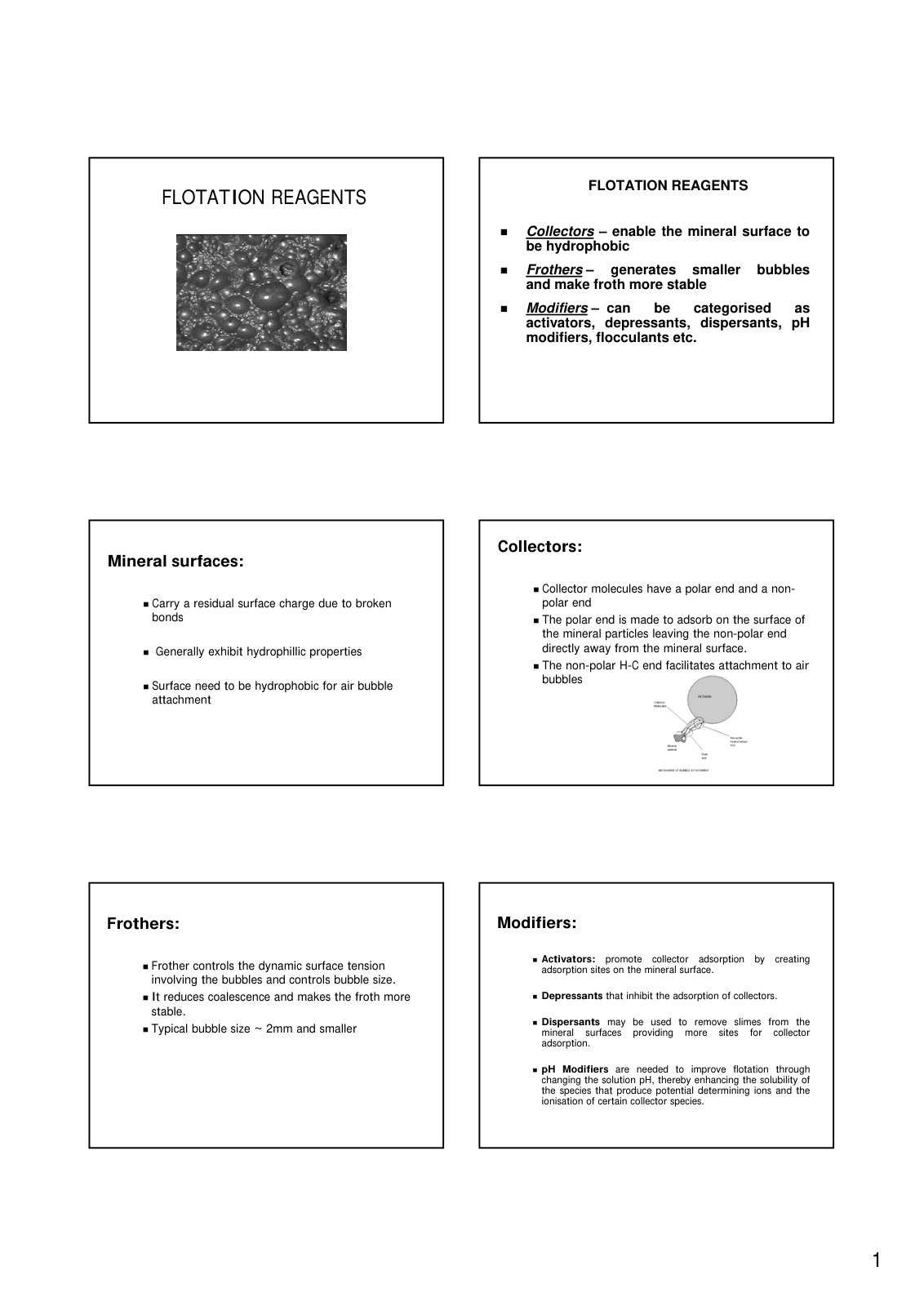 First page of Flotation Reagents   Slides