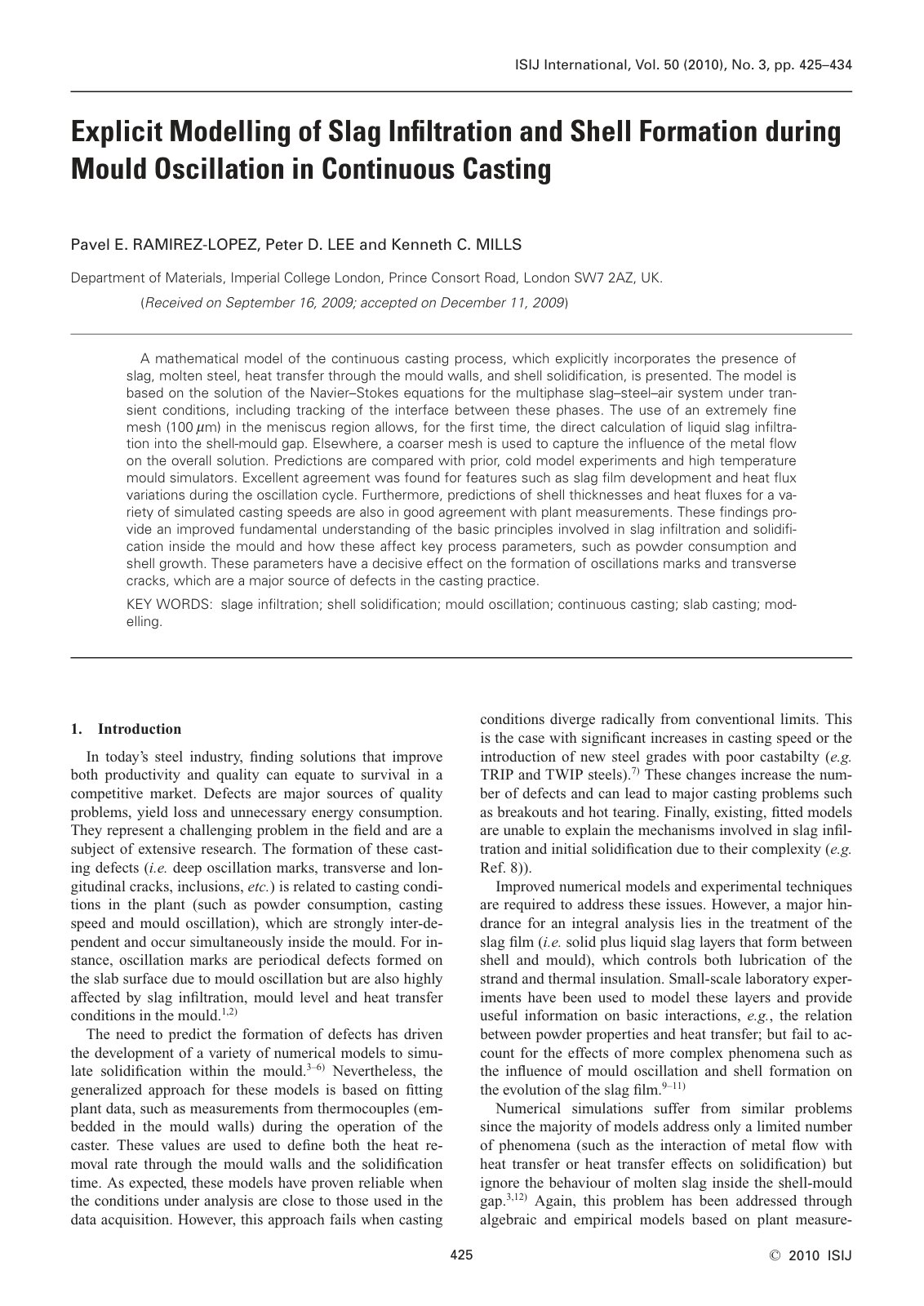 First page of Explicit Modelling of Slag Infiltration
