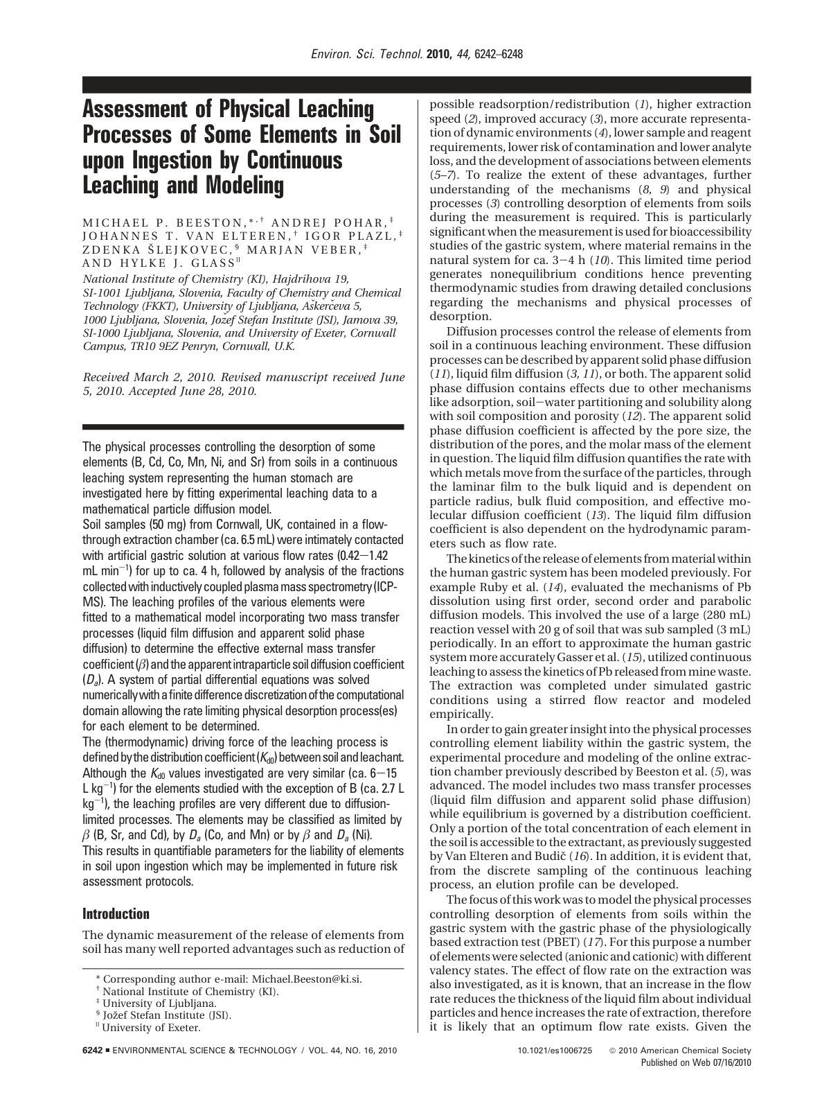 First page of Assessment of Physical Leaching Processe