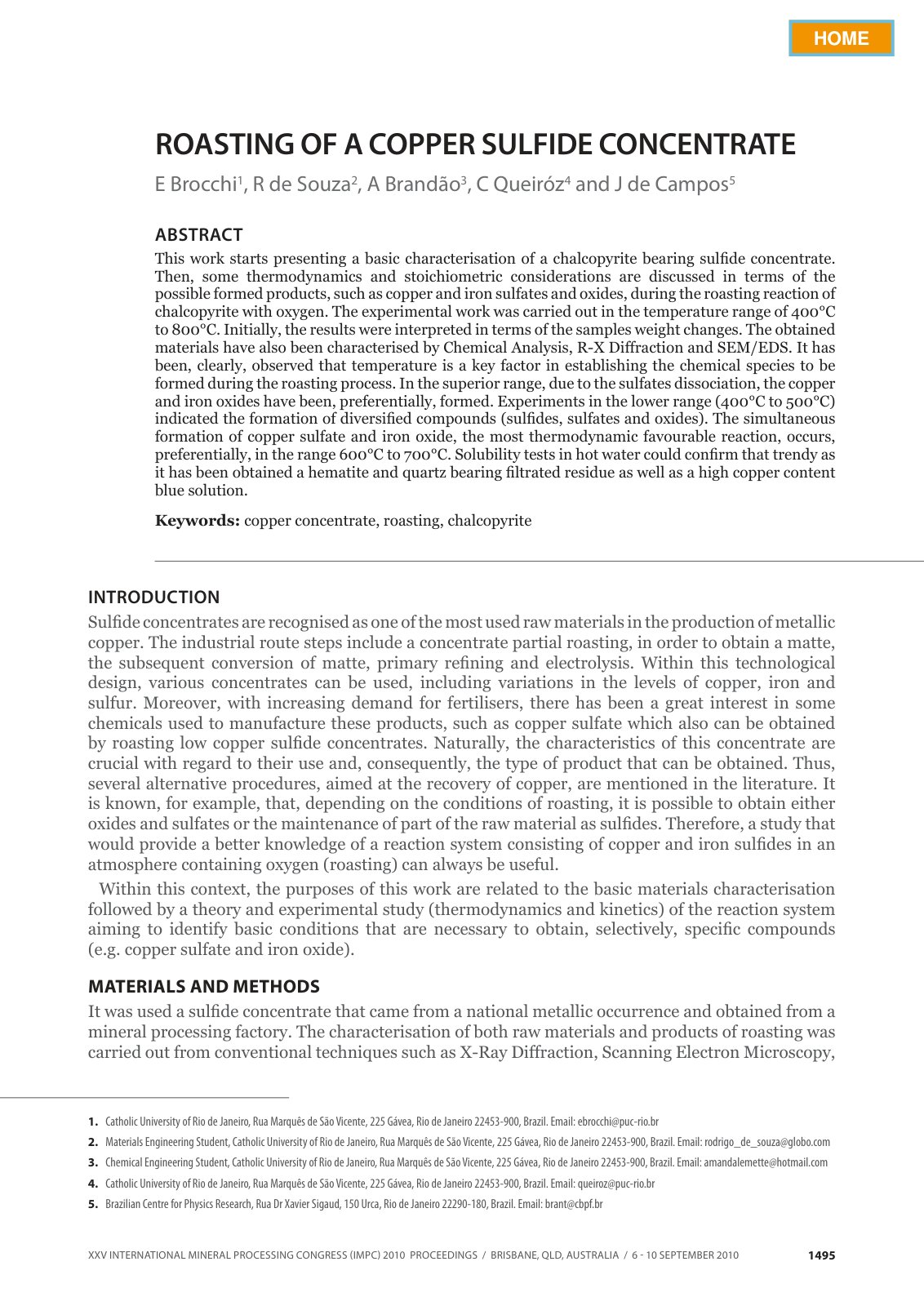 First page of Study on the Reaction System of Copper and Iron Sulfides during Roasting