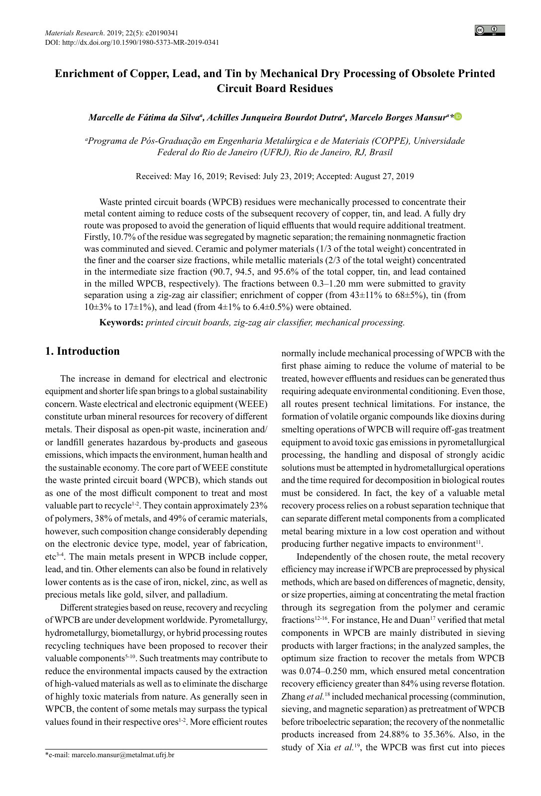 First page of Enrichment of Copper Lead and Tin by Mec