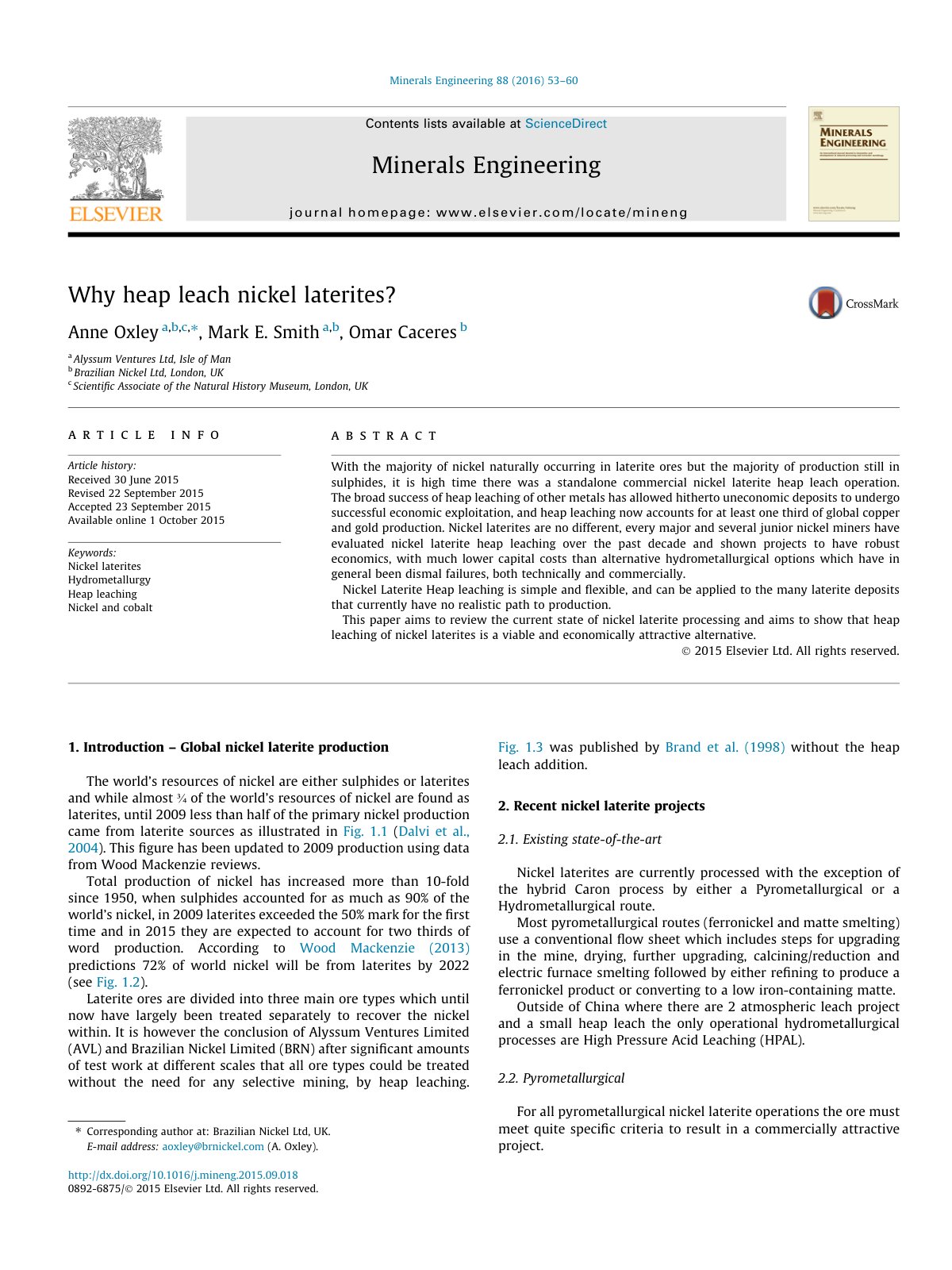 First page of Why heap leach nickel laterites