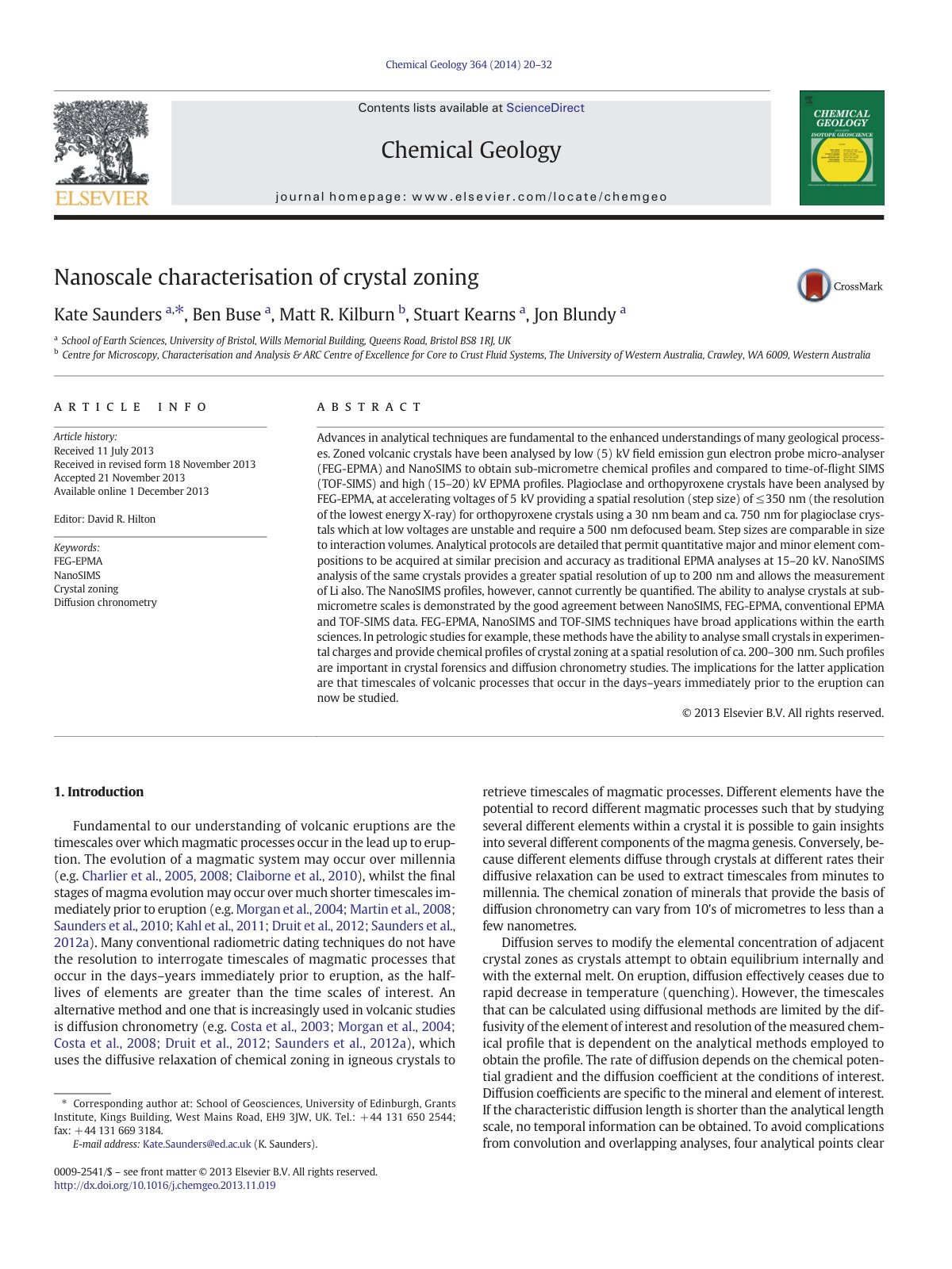 First page of Nanoscale characterisation of crystal zoning