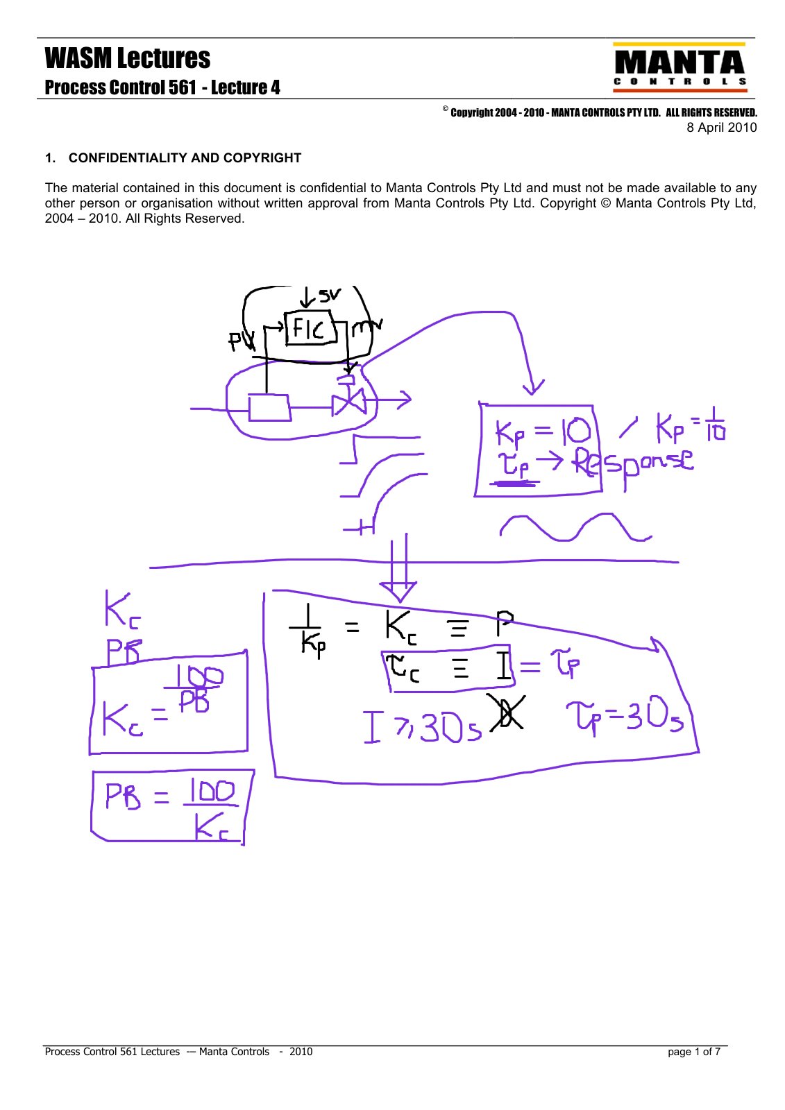 First page of Manta Controls   561   Lecture 4