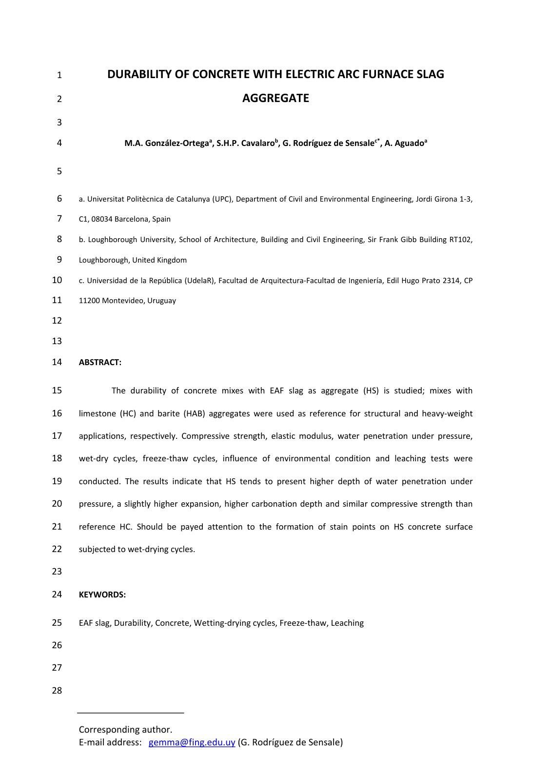 First page of Durability of concrete with electric arc furnace slag aggregate