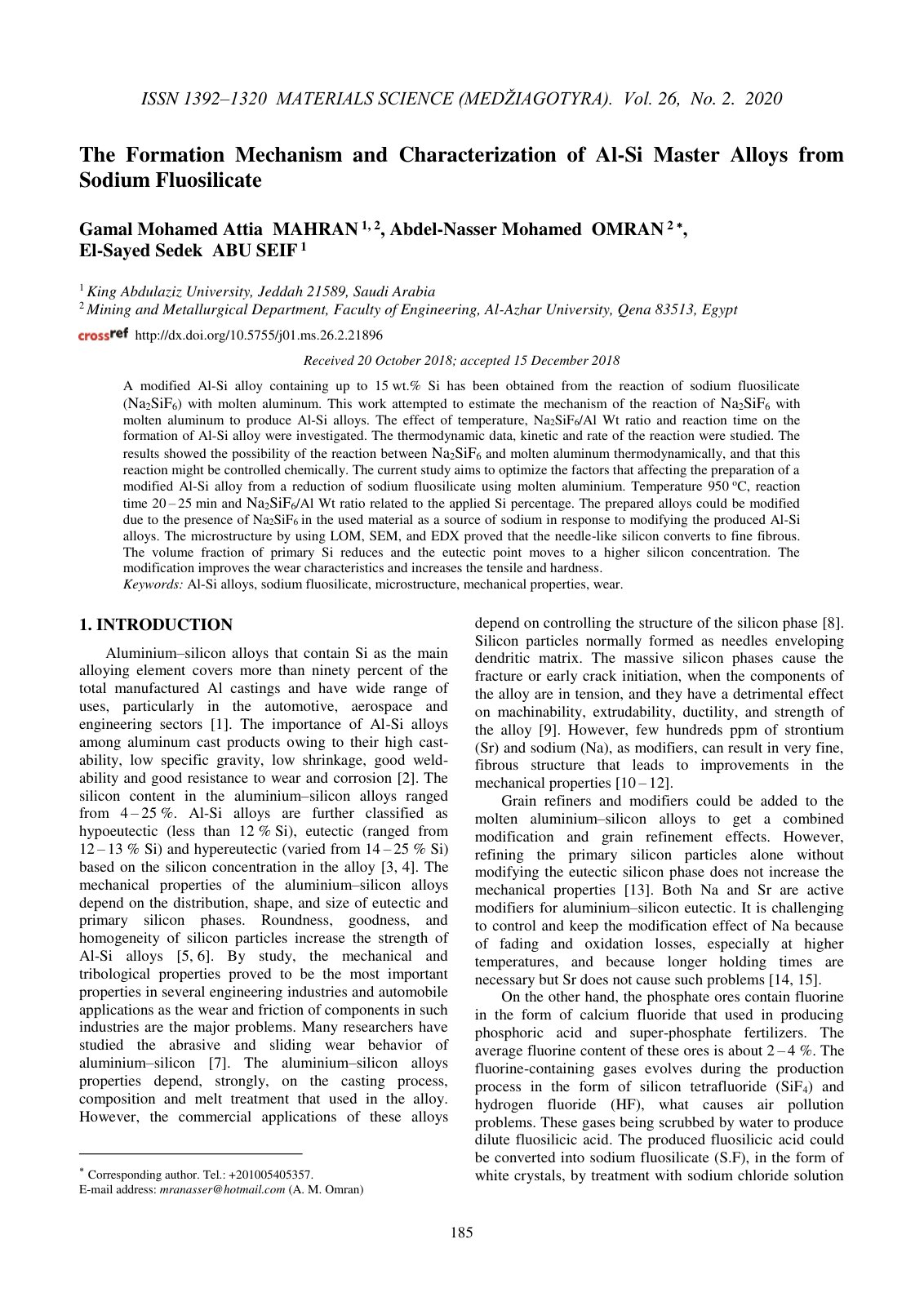 First page of The Formation Mechanism and Characteriza