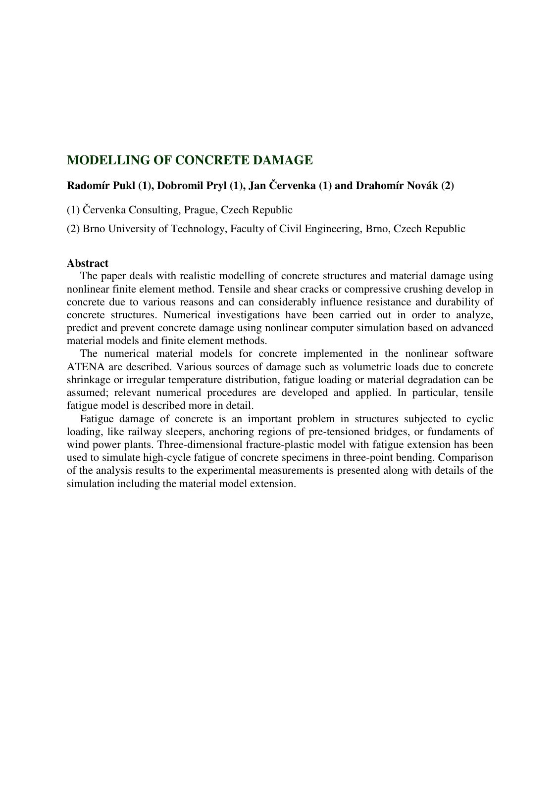 First page of MODELLING OF CONCRETE DAMAGE