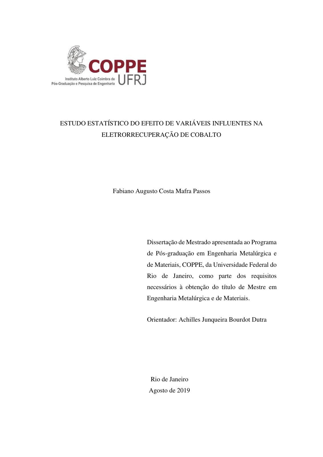 First page of Estudo estatistico do efeito de variavei