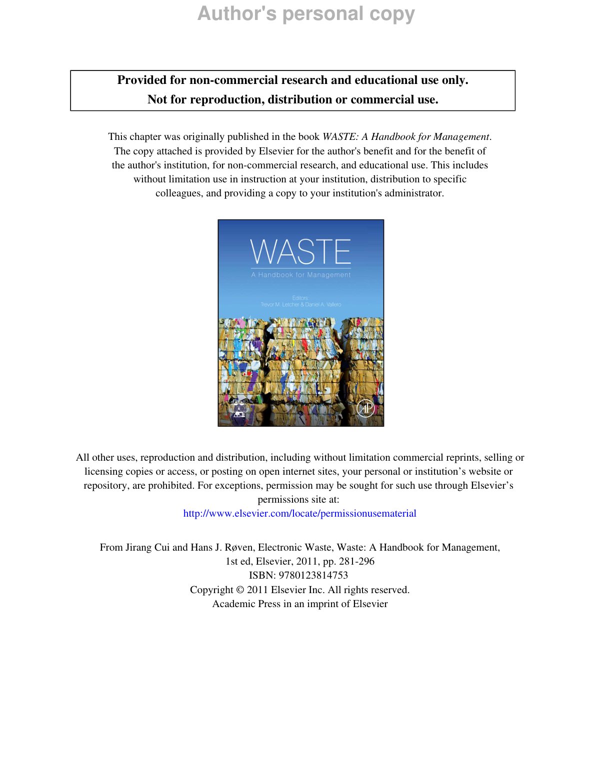 First page of Chapter 20 Electronic Waste