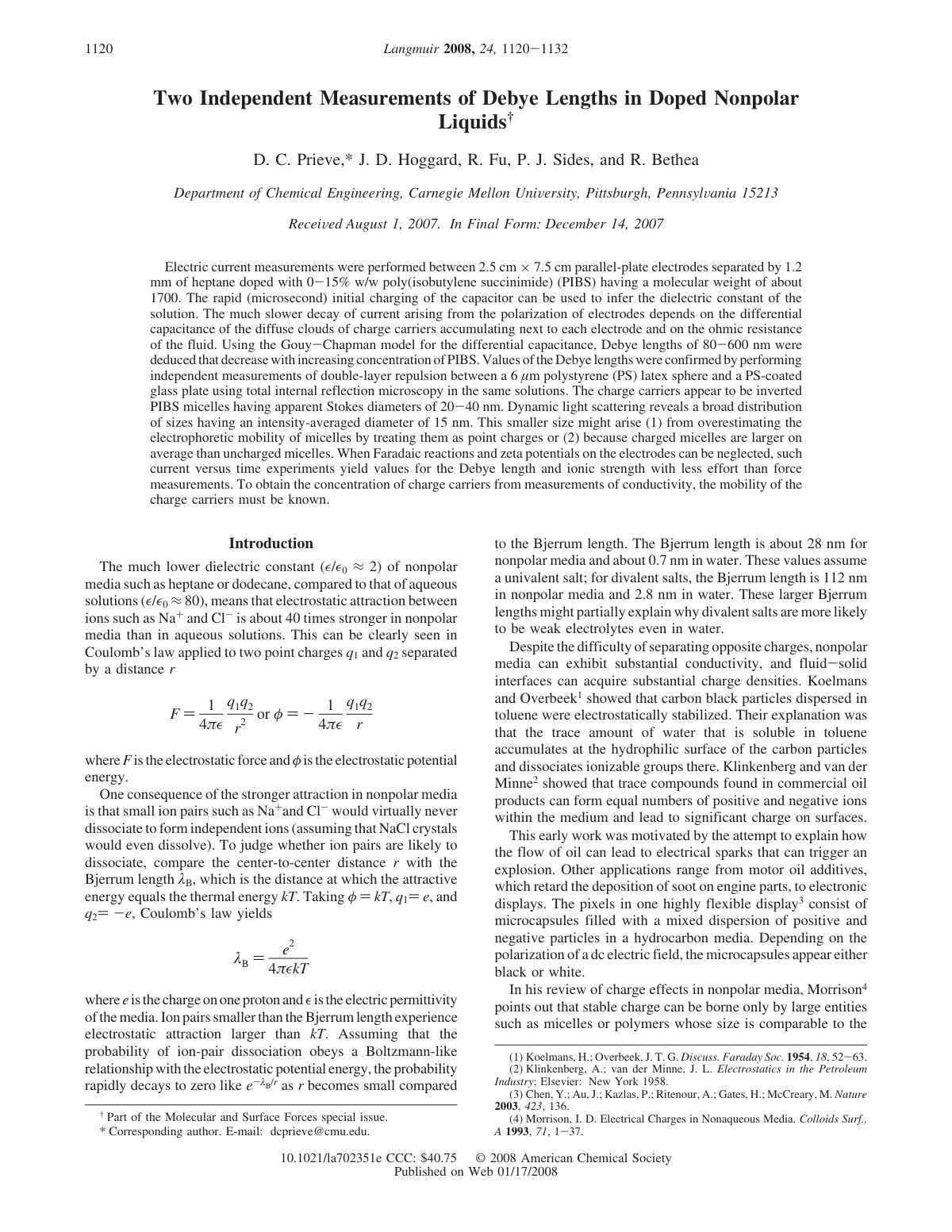 First page of Two Independent Measurements of Debye Le
