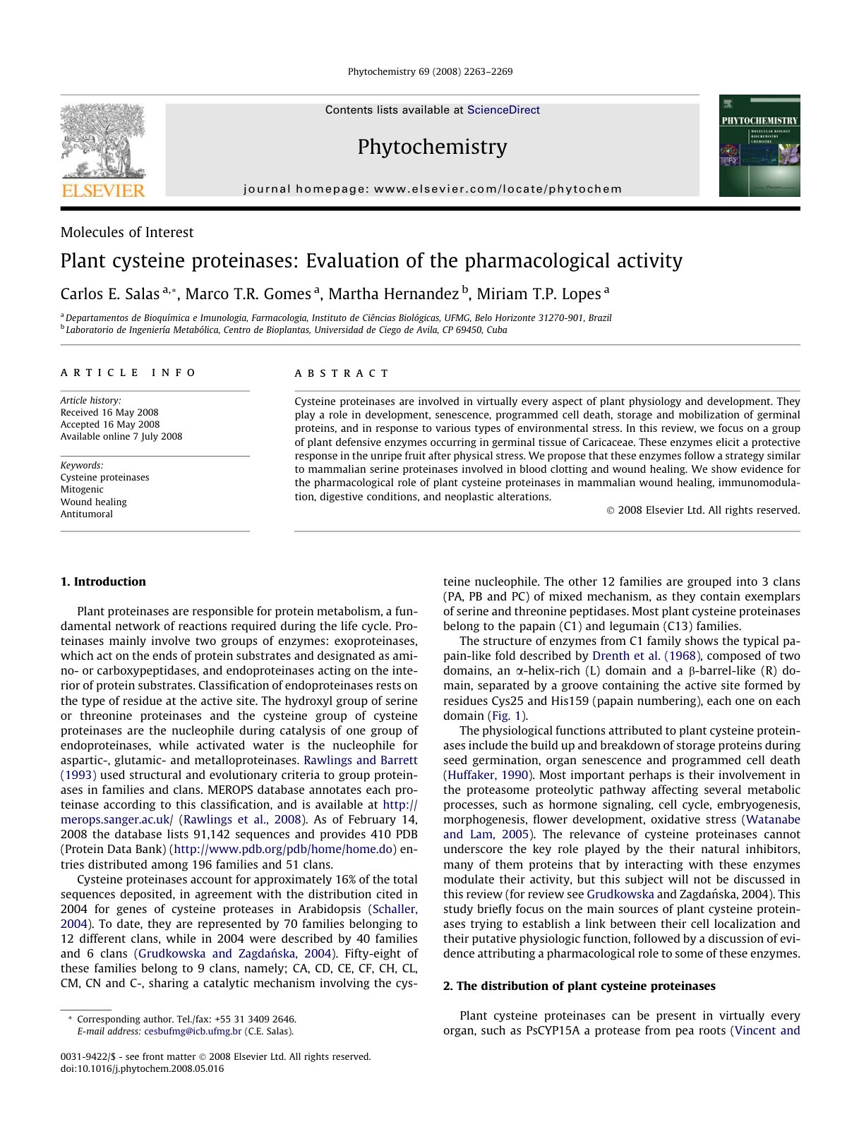 First page of Plant cysteine proteinases Evaluation of