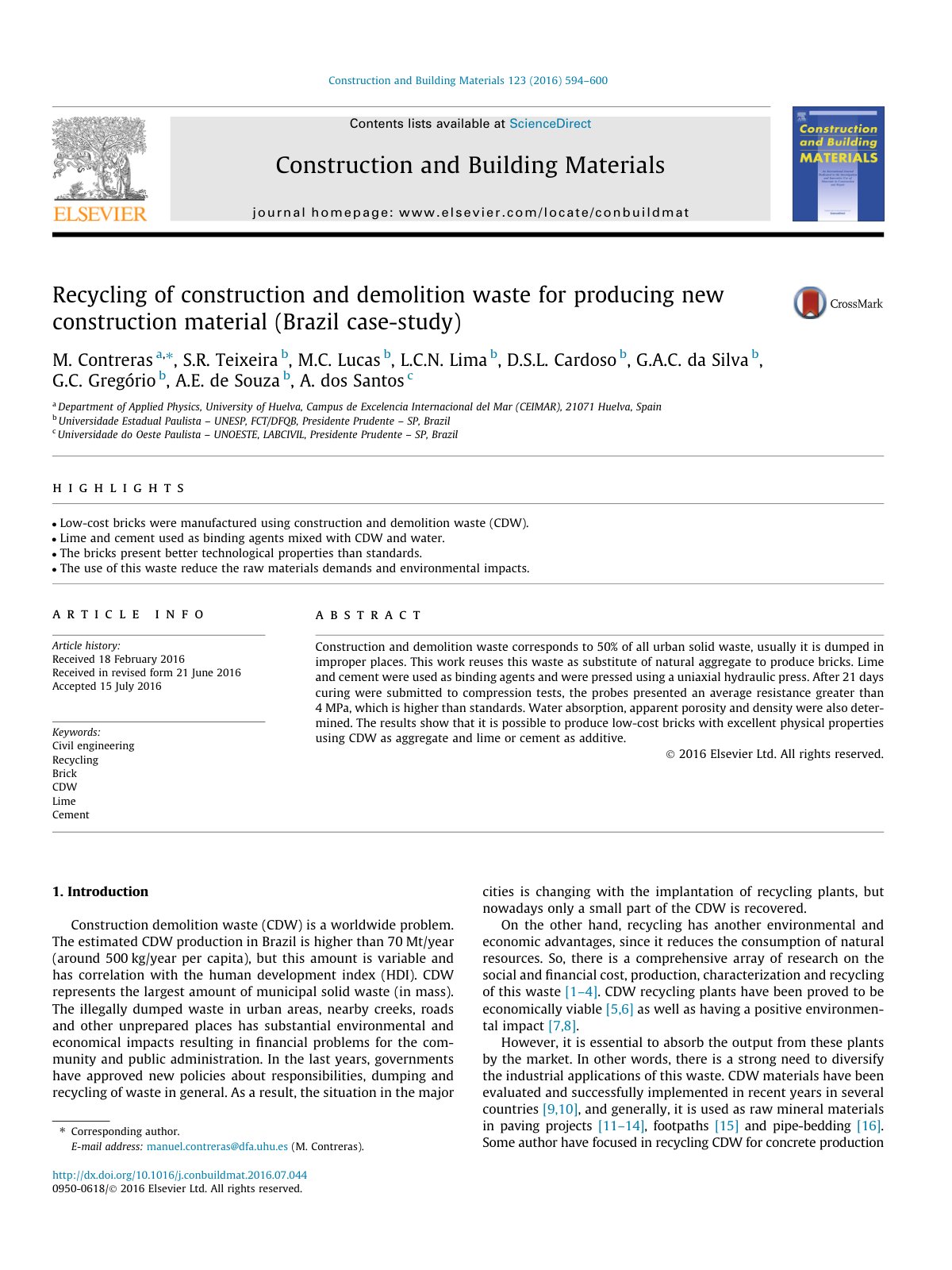 First page of Recycling of construction and demolition