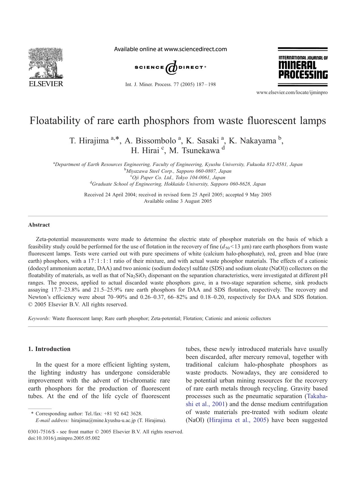First page of Floatability of rare earth phosphors fro (1)