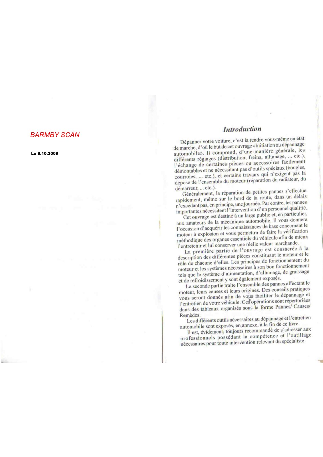 First page of Reparation automobile et dépannage (1)