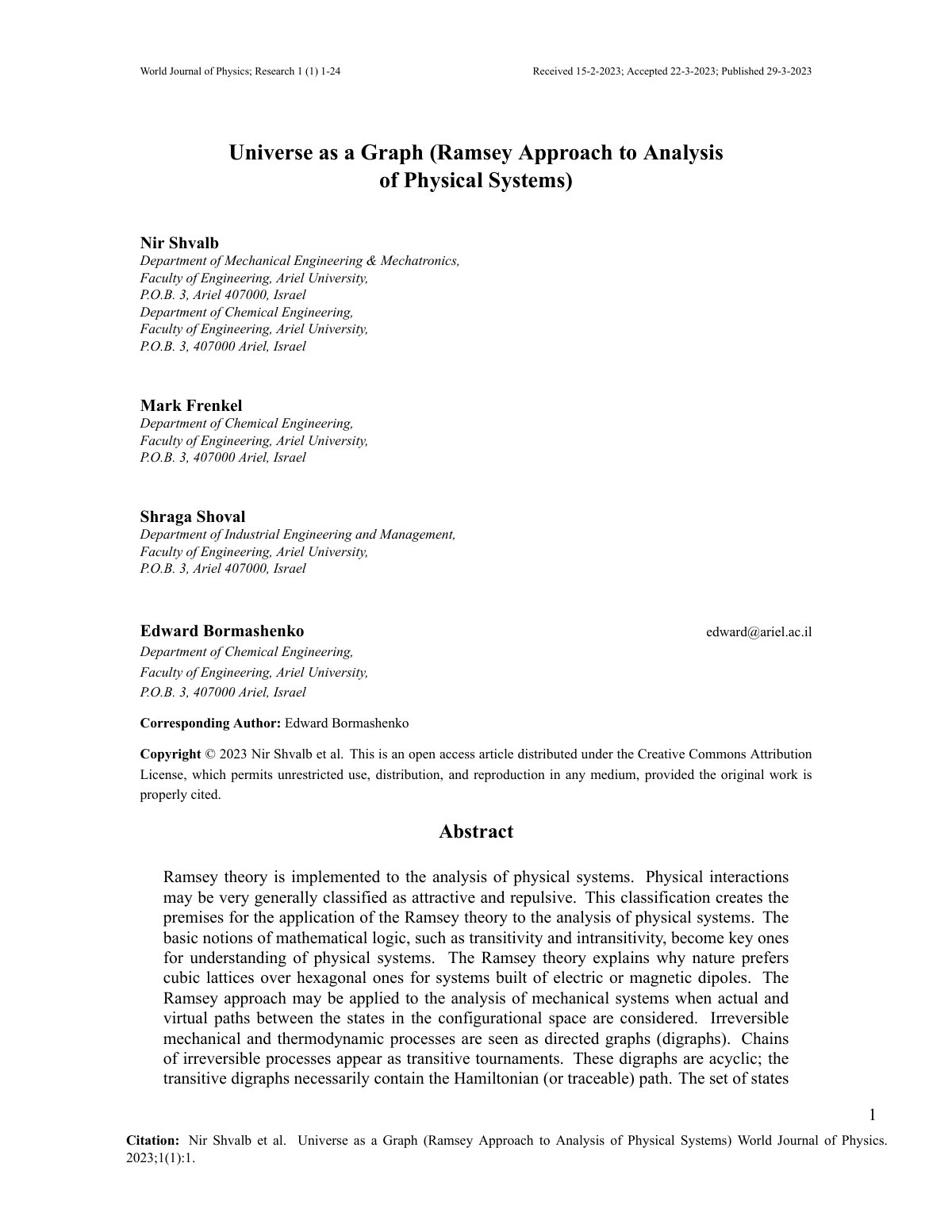 First page of Universe as a Graph Ramsey Approach to A