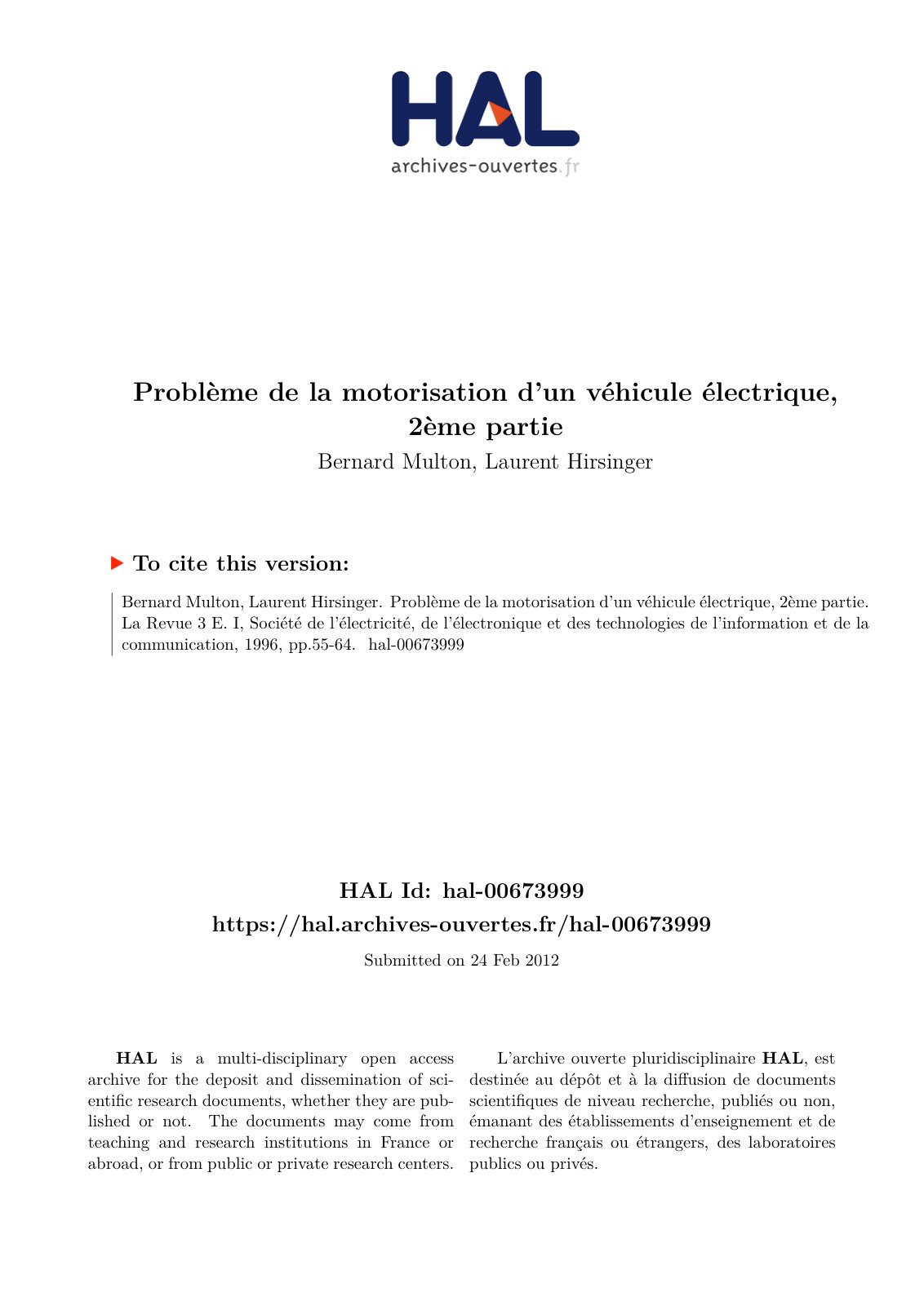 First page of motorisation ve2