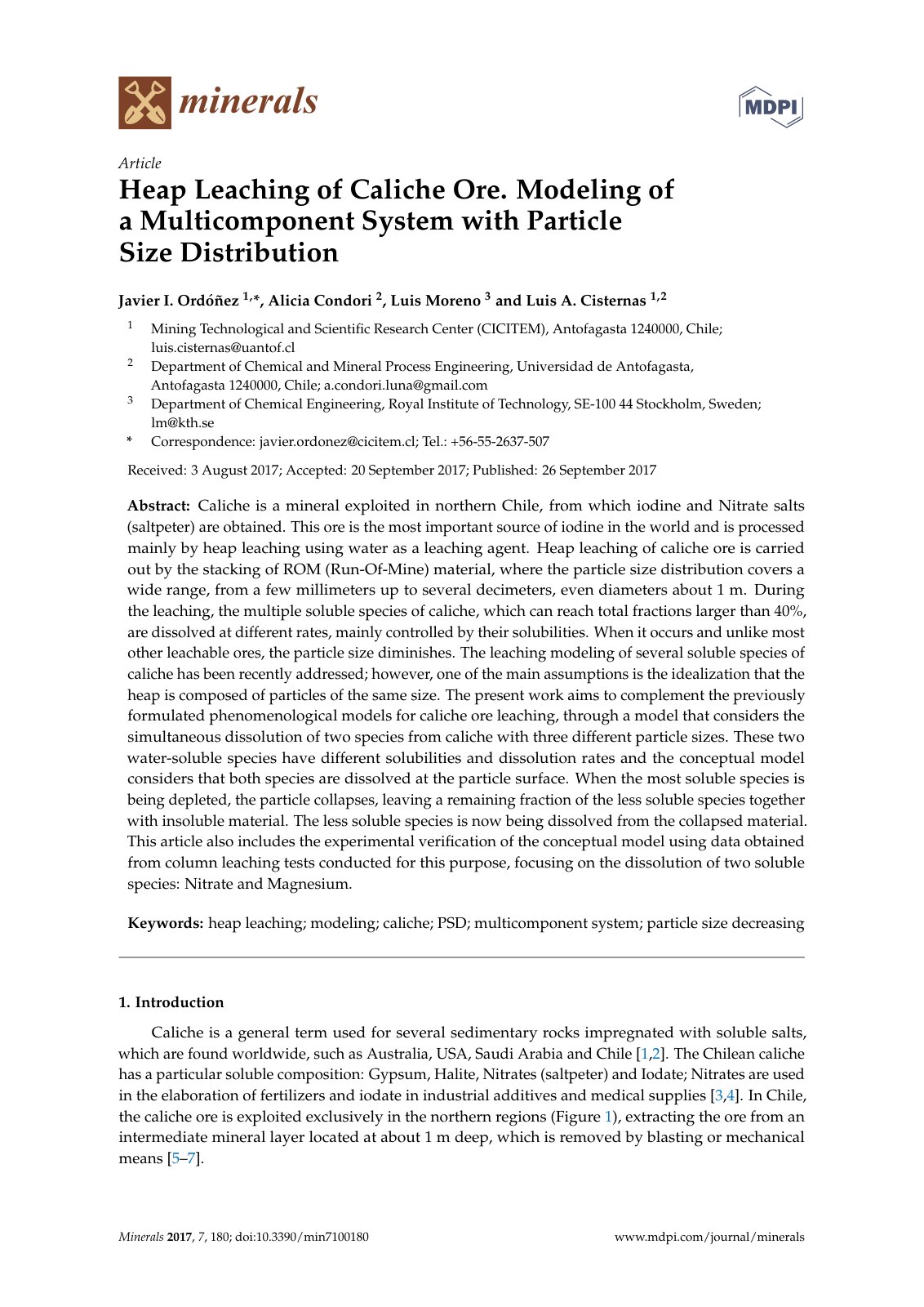 First page of 2017   Ordonez   Multicomponent heap leaching model for caliche ore