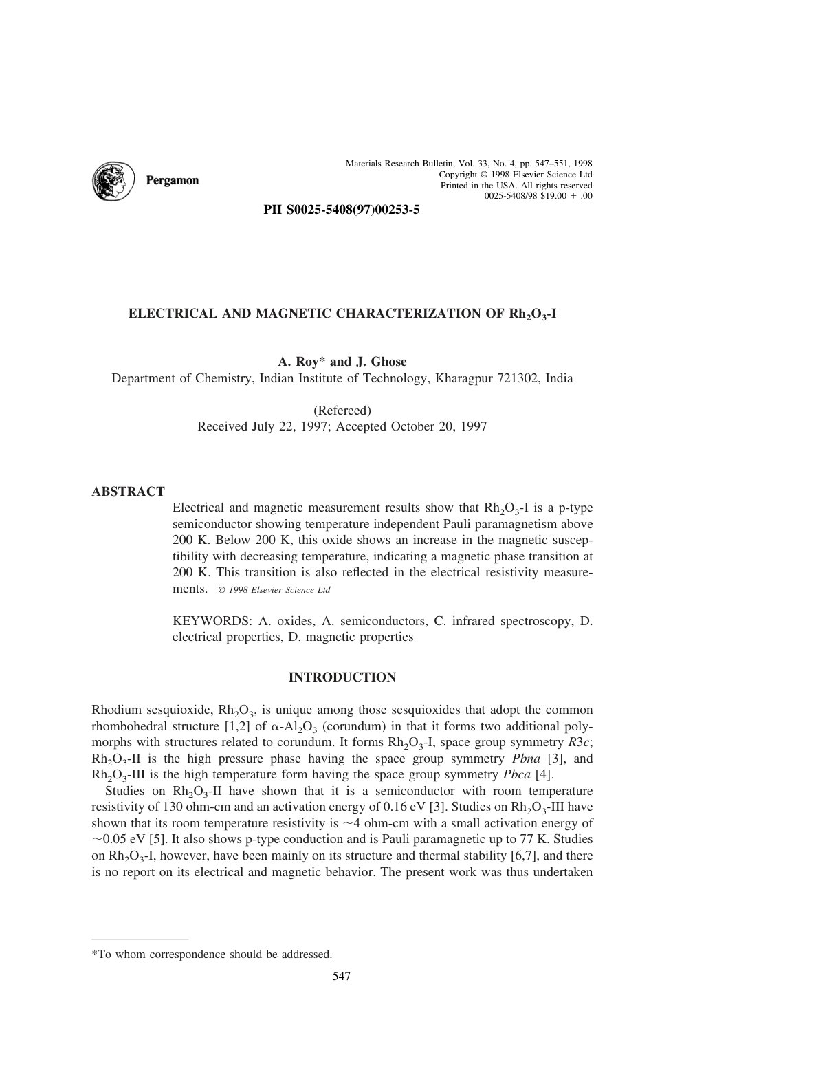 First page of Electrical and Magnetic Characterization