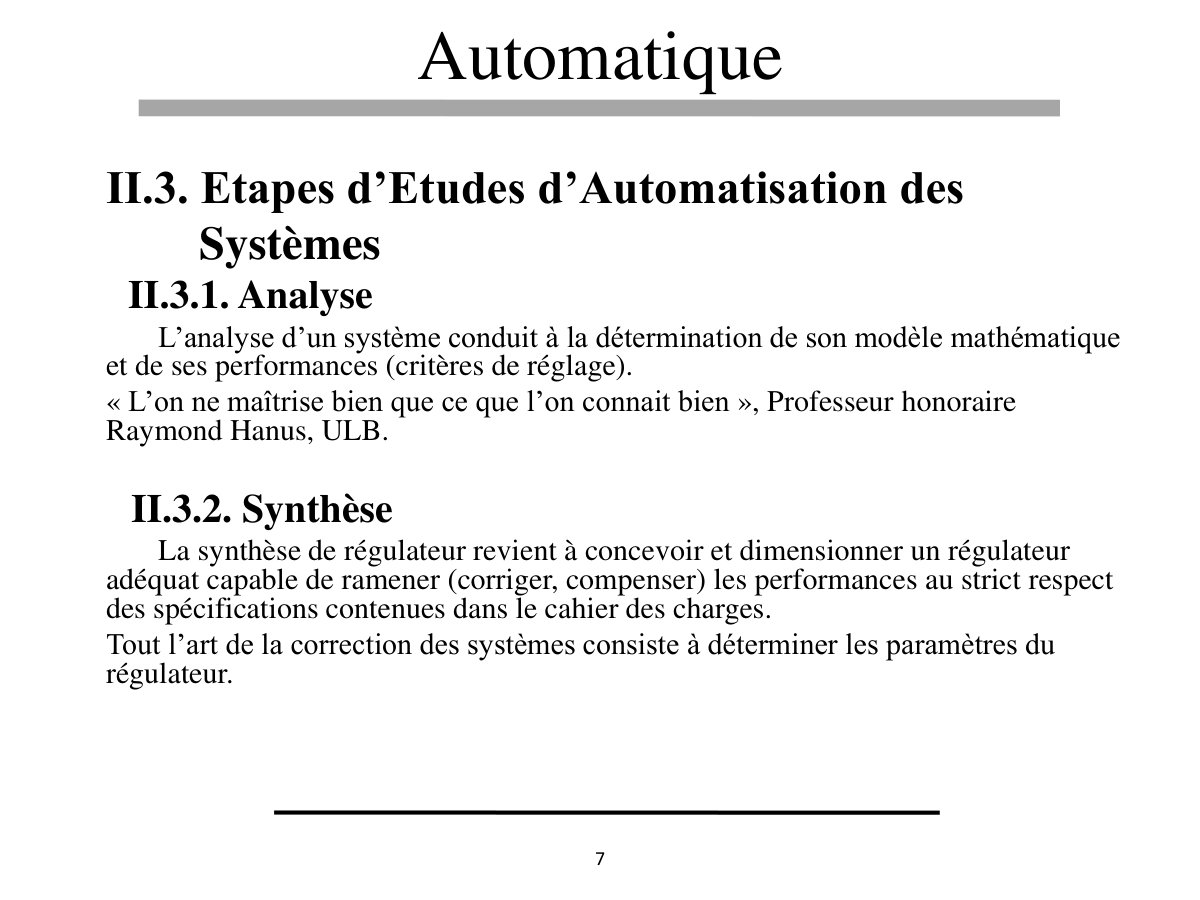 First page of II.3. Etapes d'études d'automatisation & II.4. Orientations d'Automatique