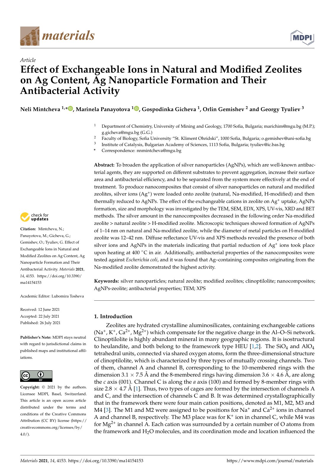First page of Effect of Exchangeable Ions in Natural a