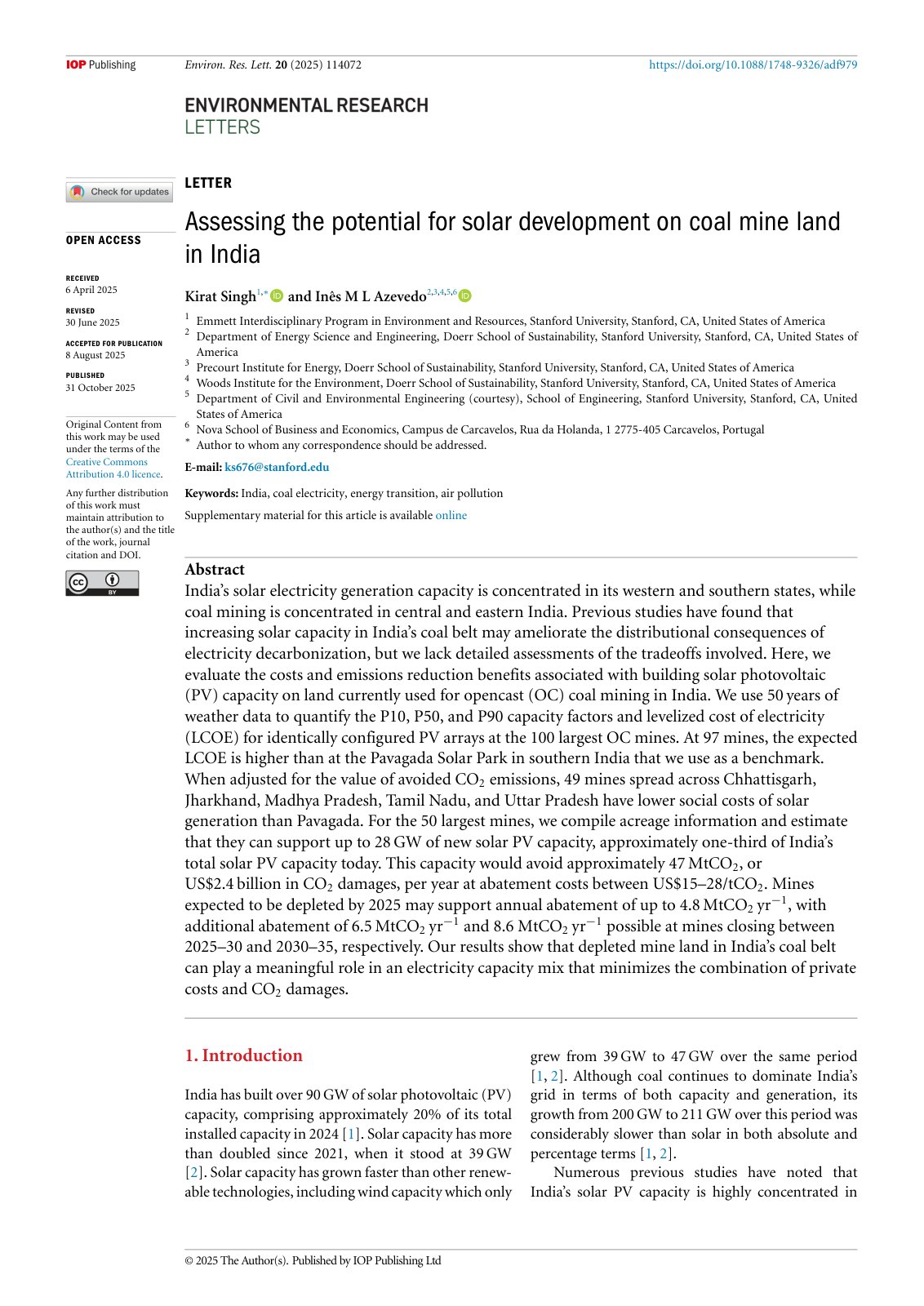 First page of Assessing the potential for solar development on c
