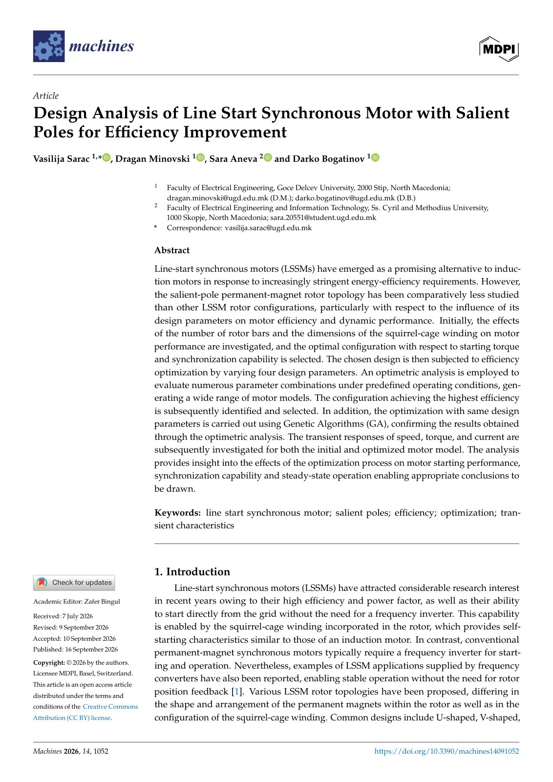 First page of Design Analysis of Line Start Synchronous Motor with Salient Poles for Efficiency Improvement