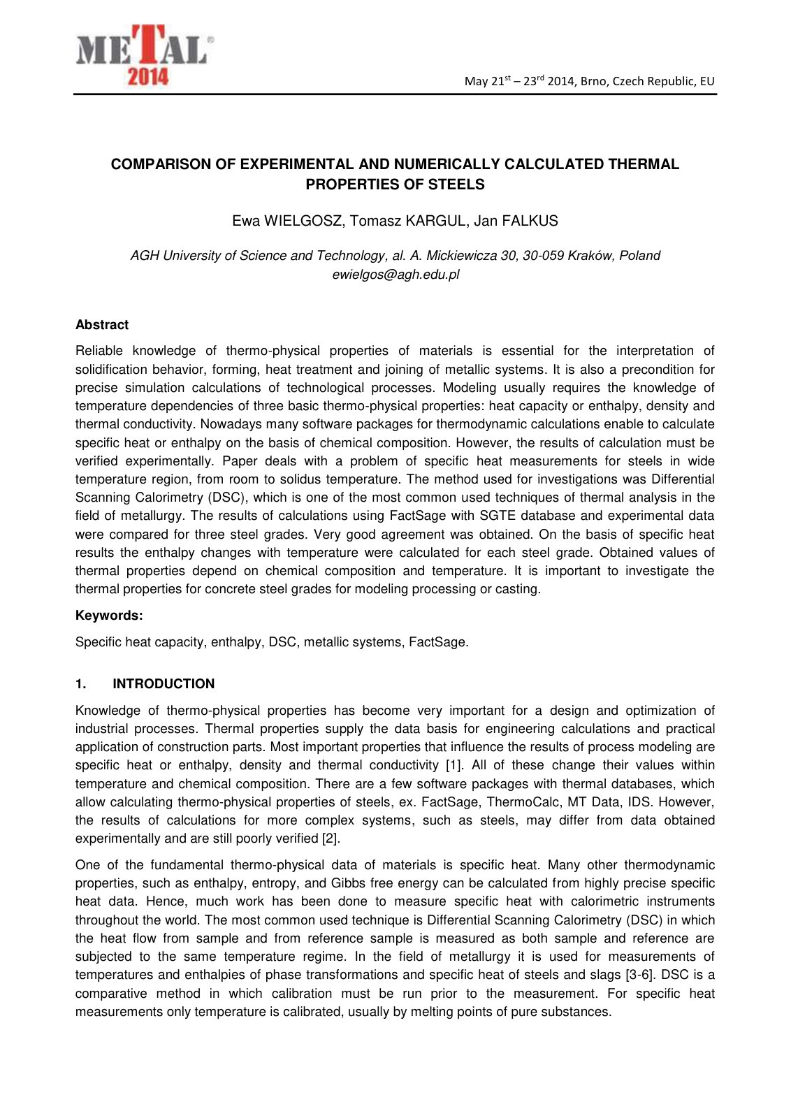First page of Comparison of Experimental and Numerical