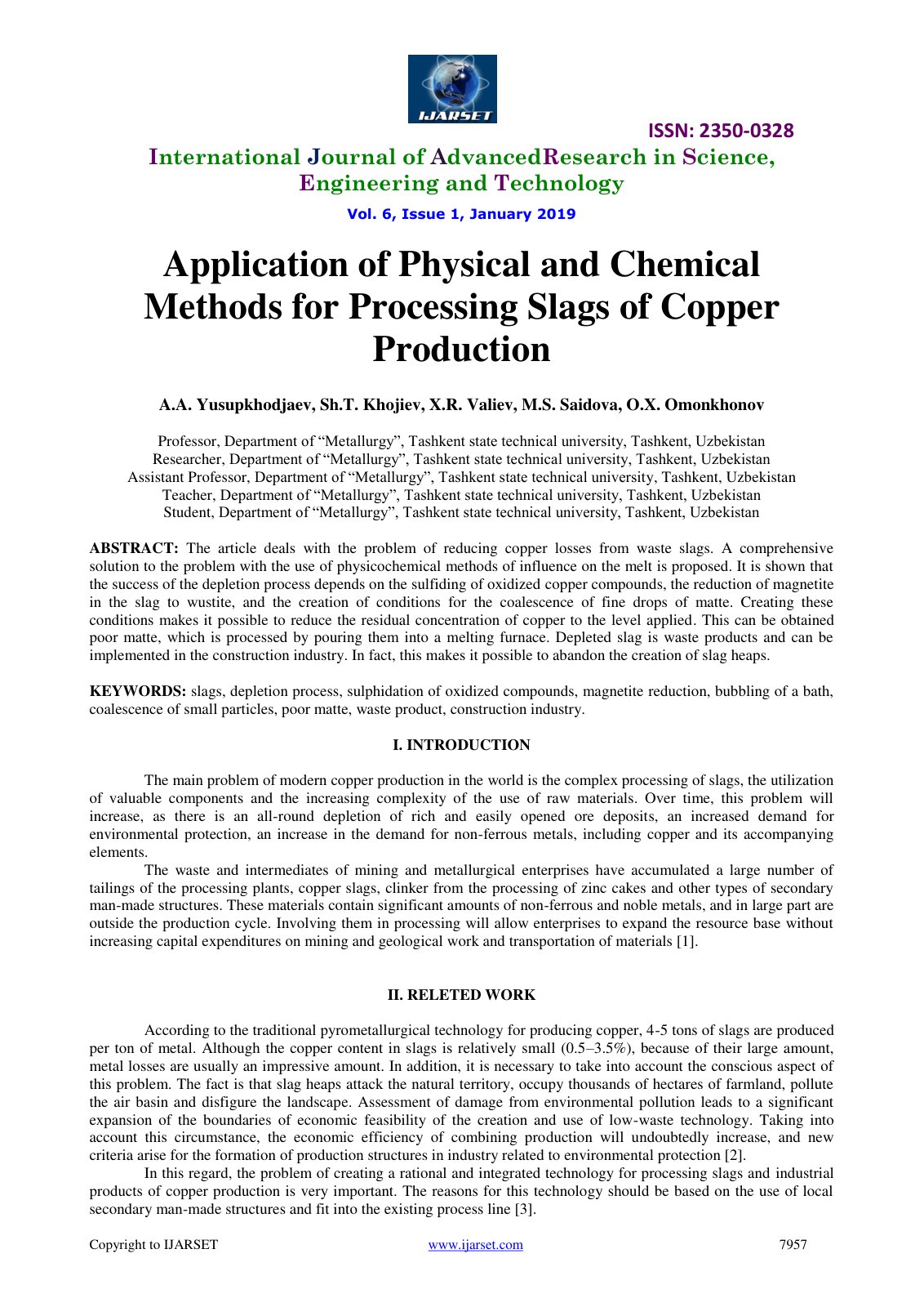 First page of Application of Physical and Chemical Met