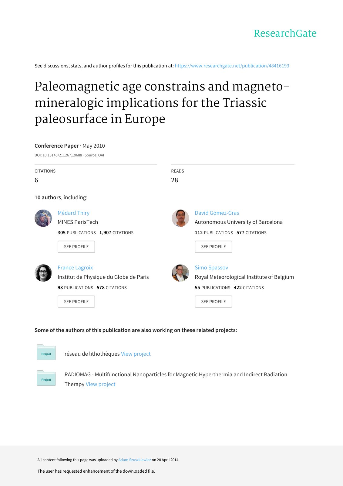 First page of Paleomagnetic age constrains and magneto-mineralogic implications for the Triassic paleosurface in Europe
