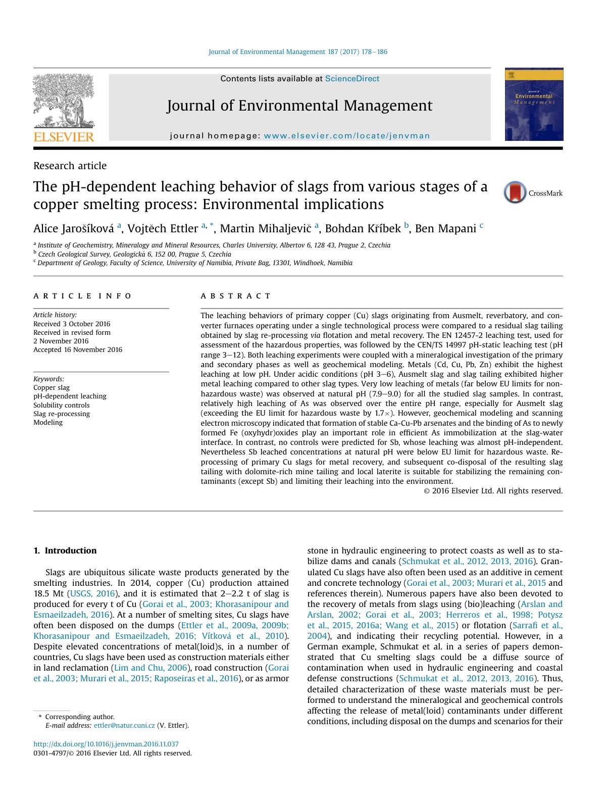First page of The pH dependent leaching behavior of sl