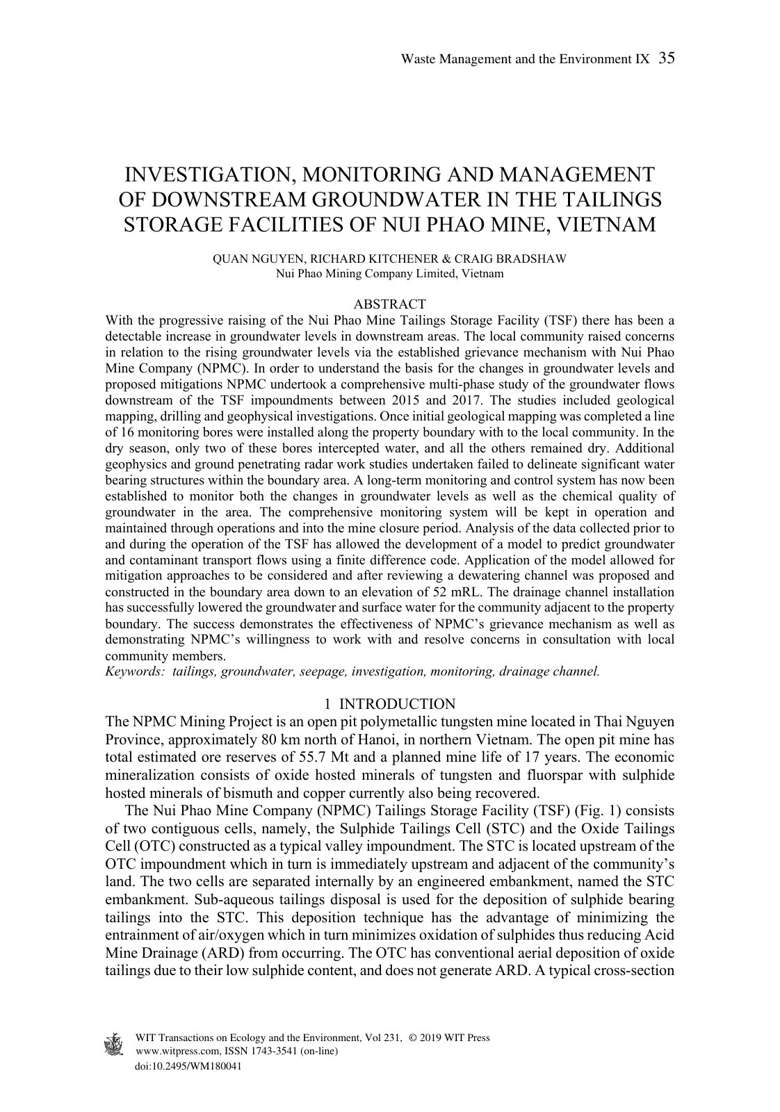 First page of Restoration of Mine Site Tailings Storag