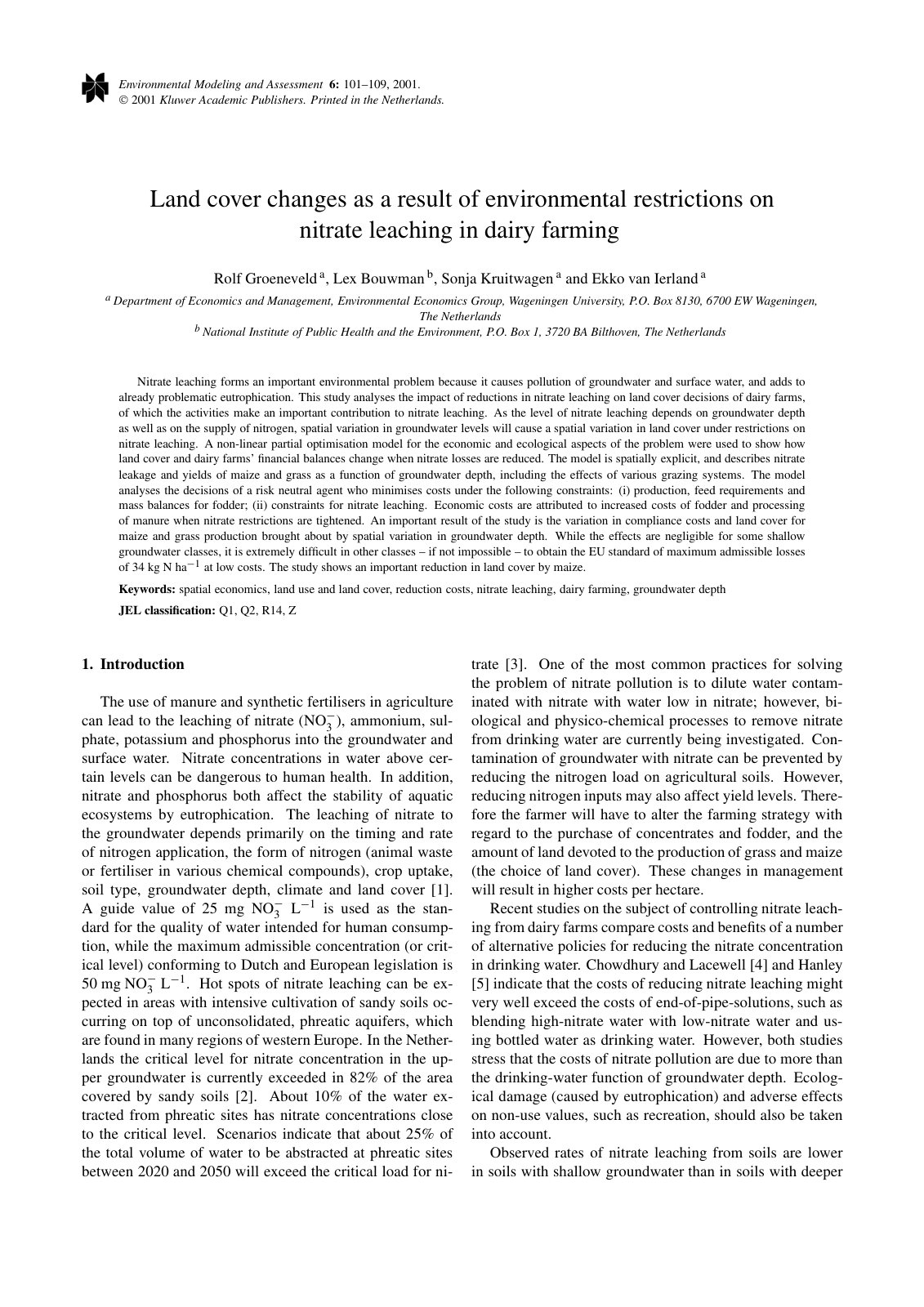 First page of Land Cover Changes as a Result of Enviro