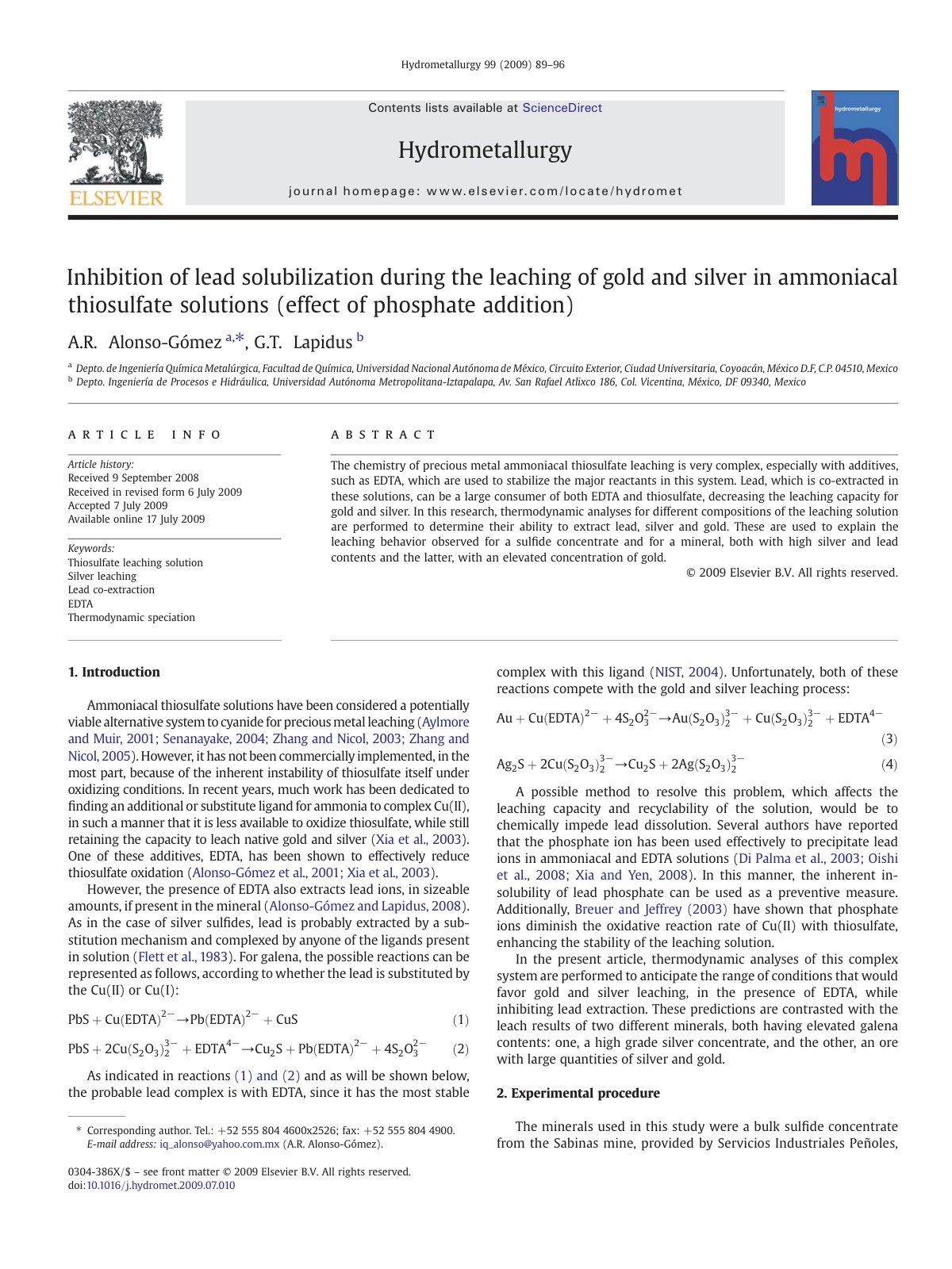 First page of Inhibition of lead solubilization during