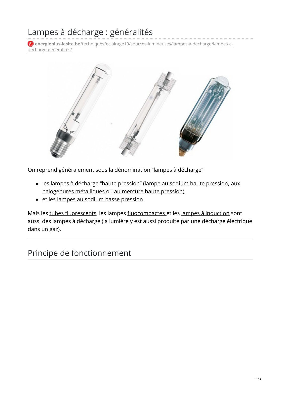 First page of lampes decharge