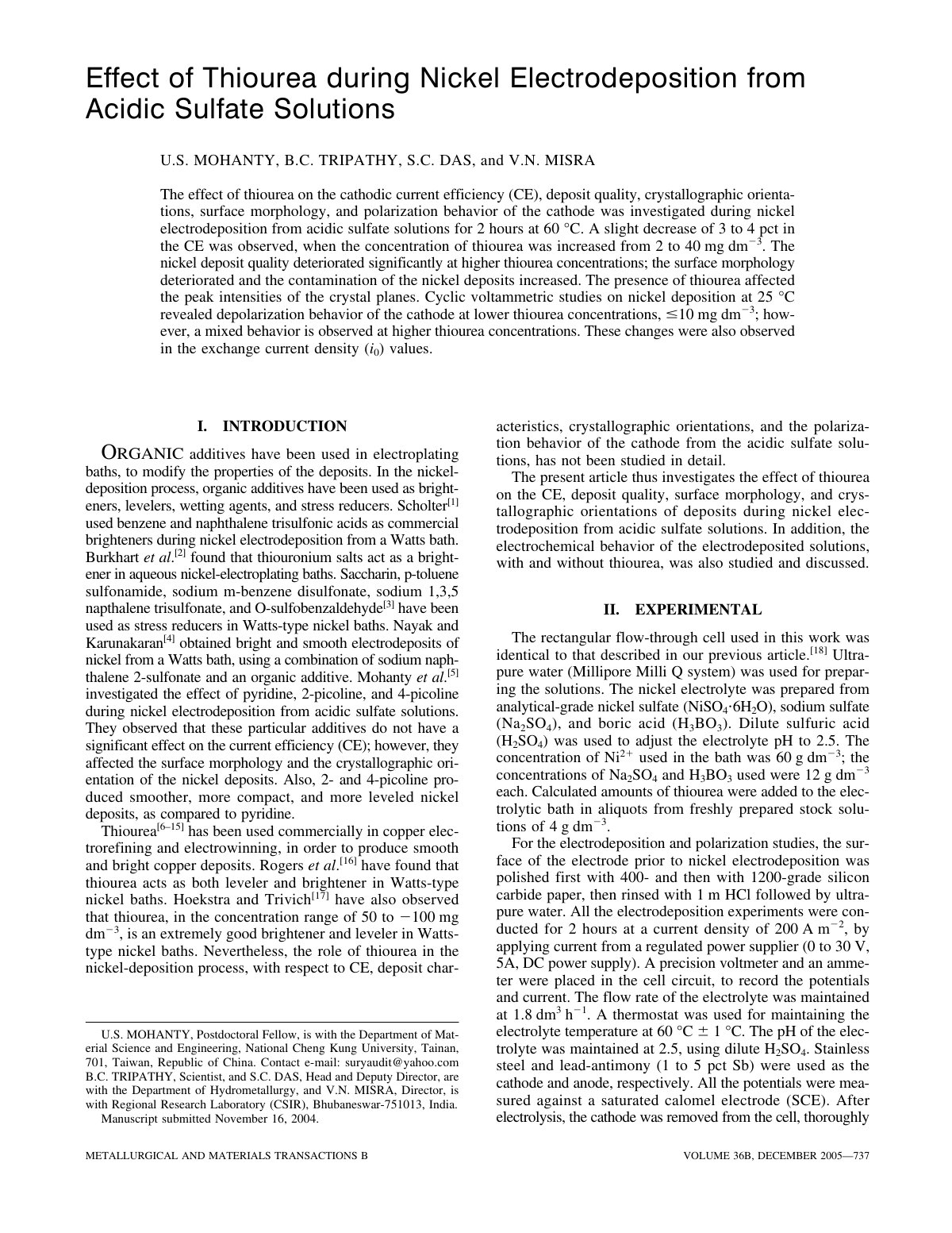First page of Effect of thiourea during nickel electro (1)
