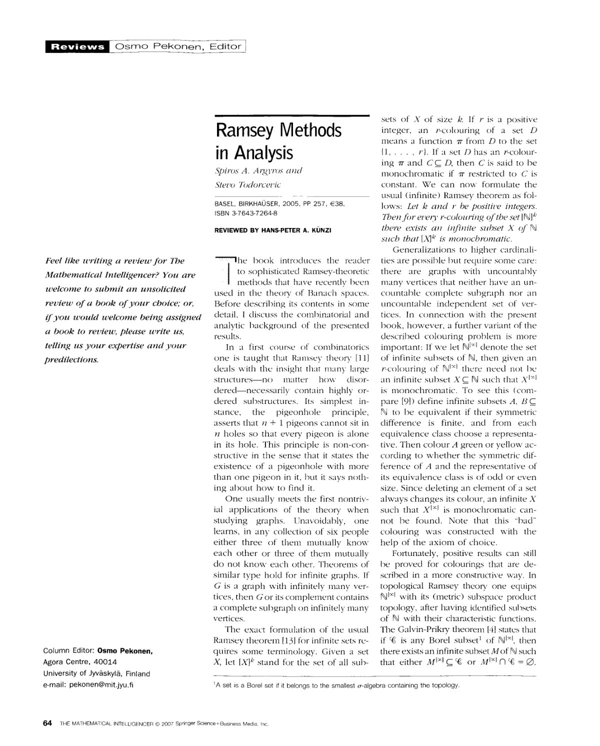 First page of Ramsey methods in analysis