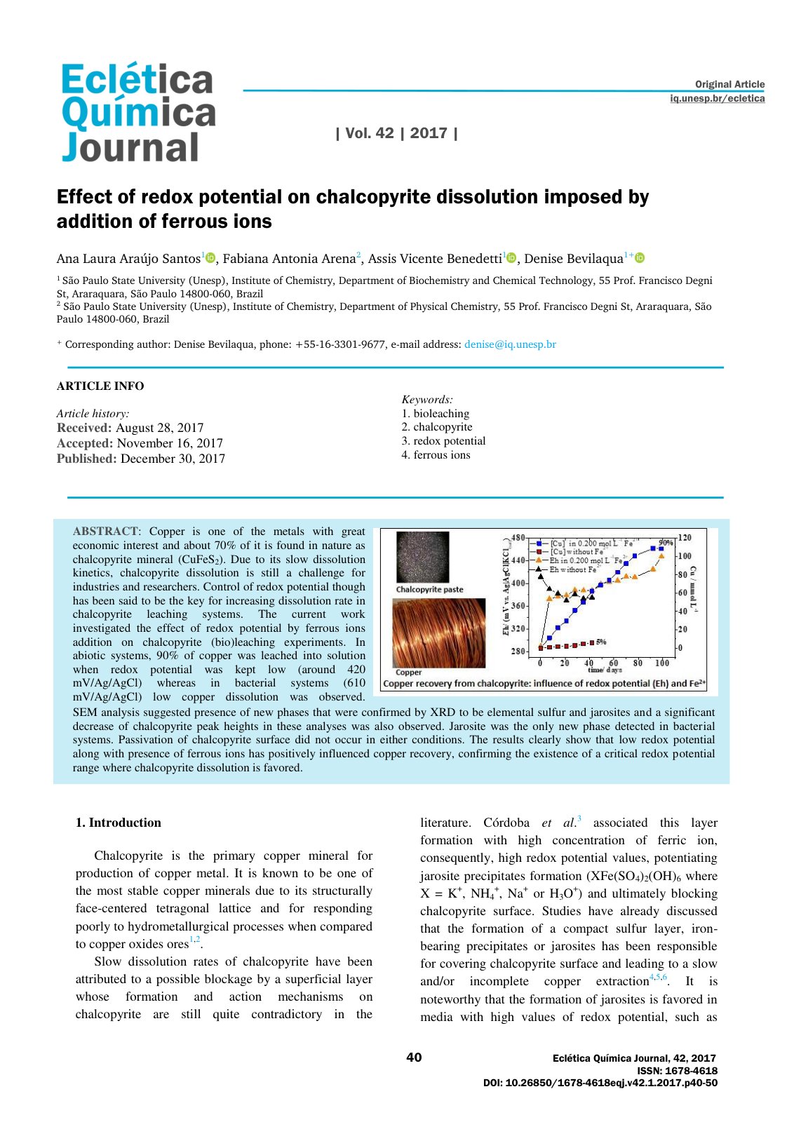 First page of Effect of redox potential on chalcopyrit
