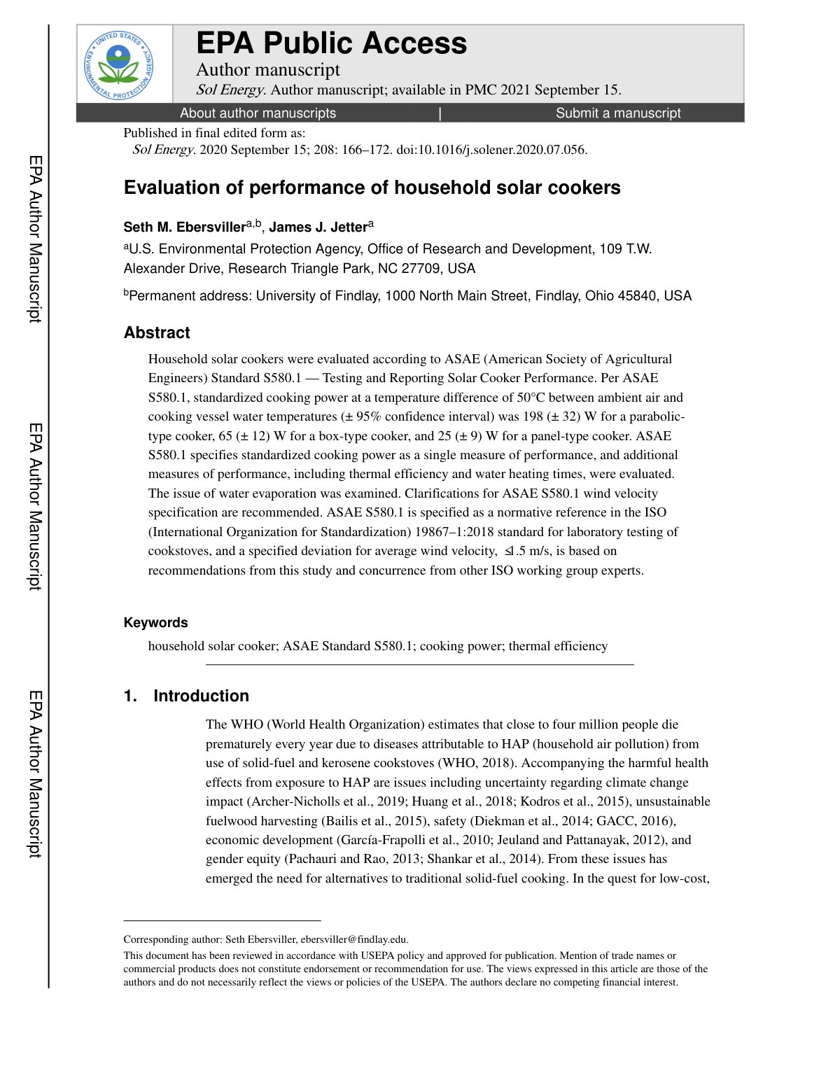 First page of Evaluation of performance of household s