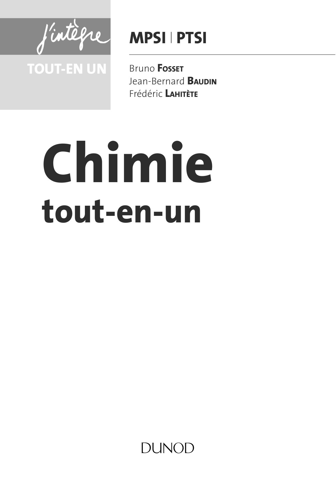 First page of Chimie tout en un mpsi