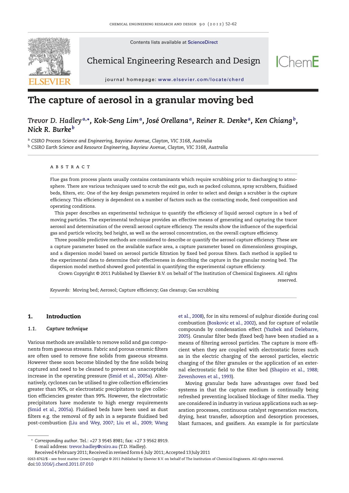 First page of The capture of aerosol in a granular mov