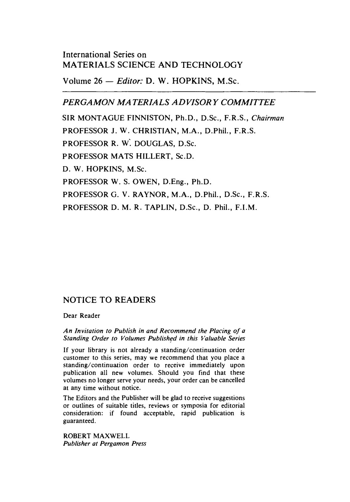 First page of An Introduction to Chemical Metallurgy  International Series    R. H. Parker and D. W. Hopkins (Auth.)    ( WeLib.org )