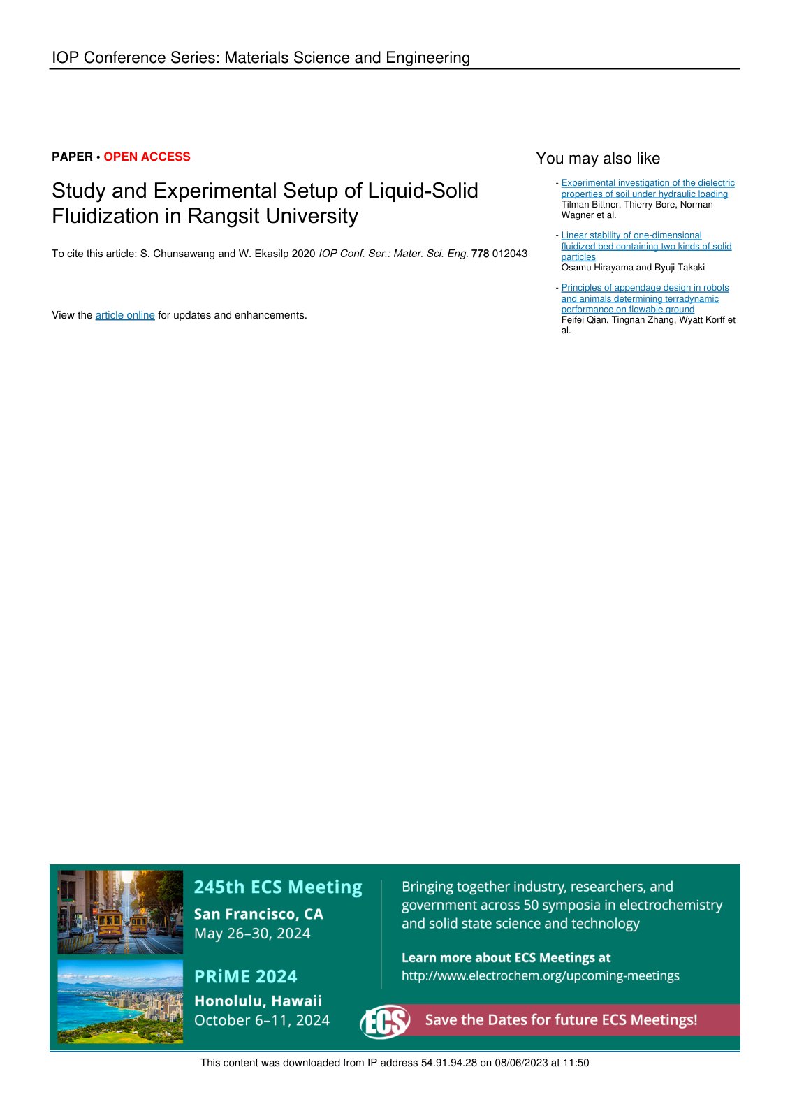 First page of Study and Experimental Setup of Liquid S
