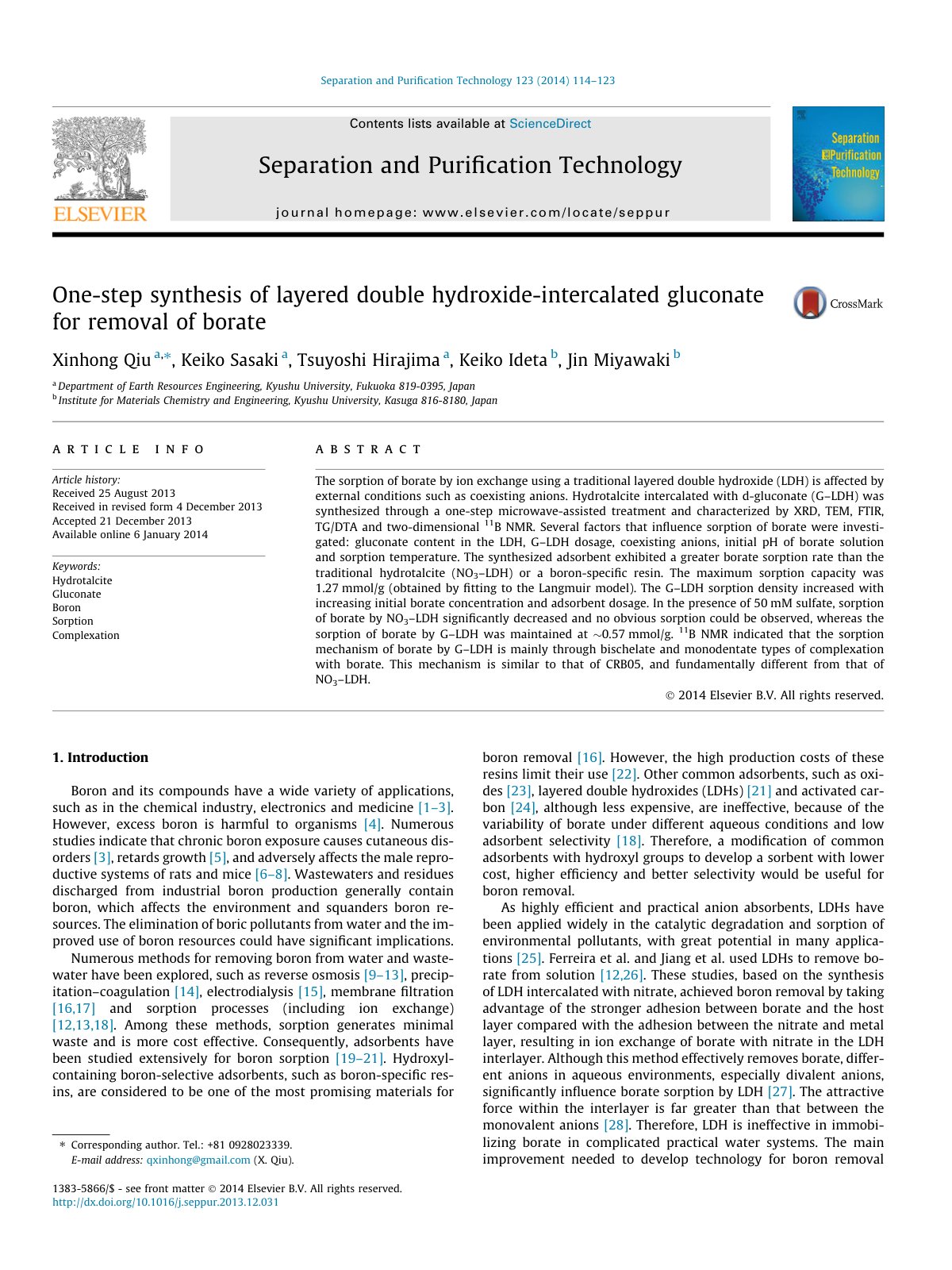 First page of One step synthesis of layered double hyd