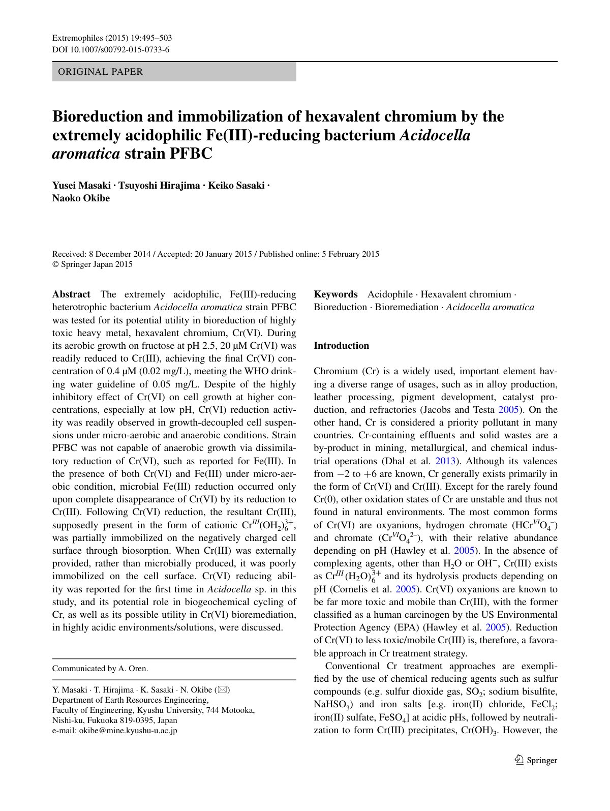 First page of Bioreduction and immobilization of hexav