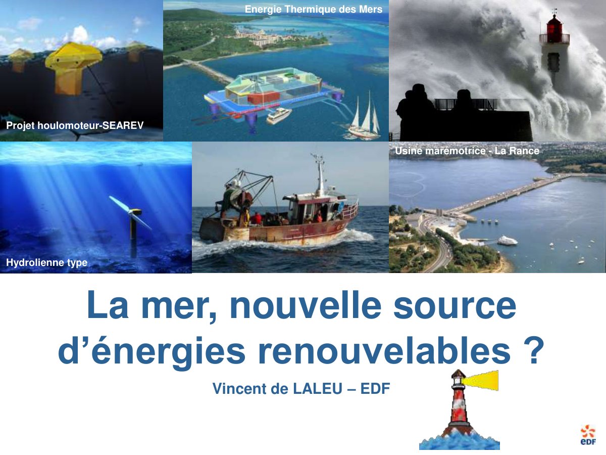 First page of La mer, nouvelle source d‟énergies renouvelables ?