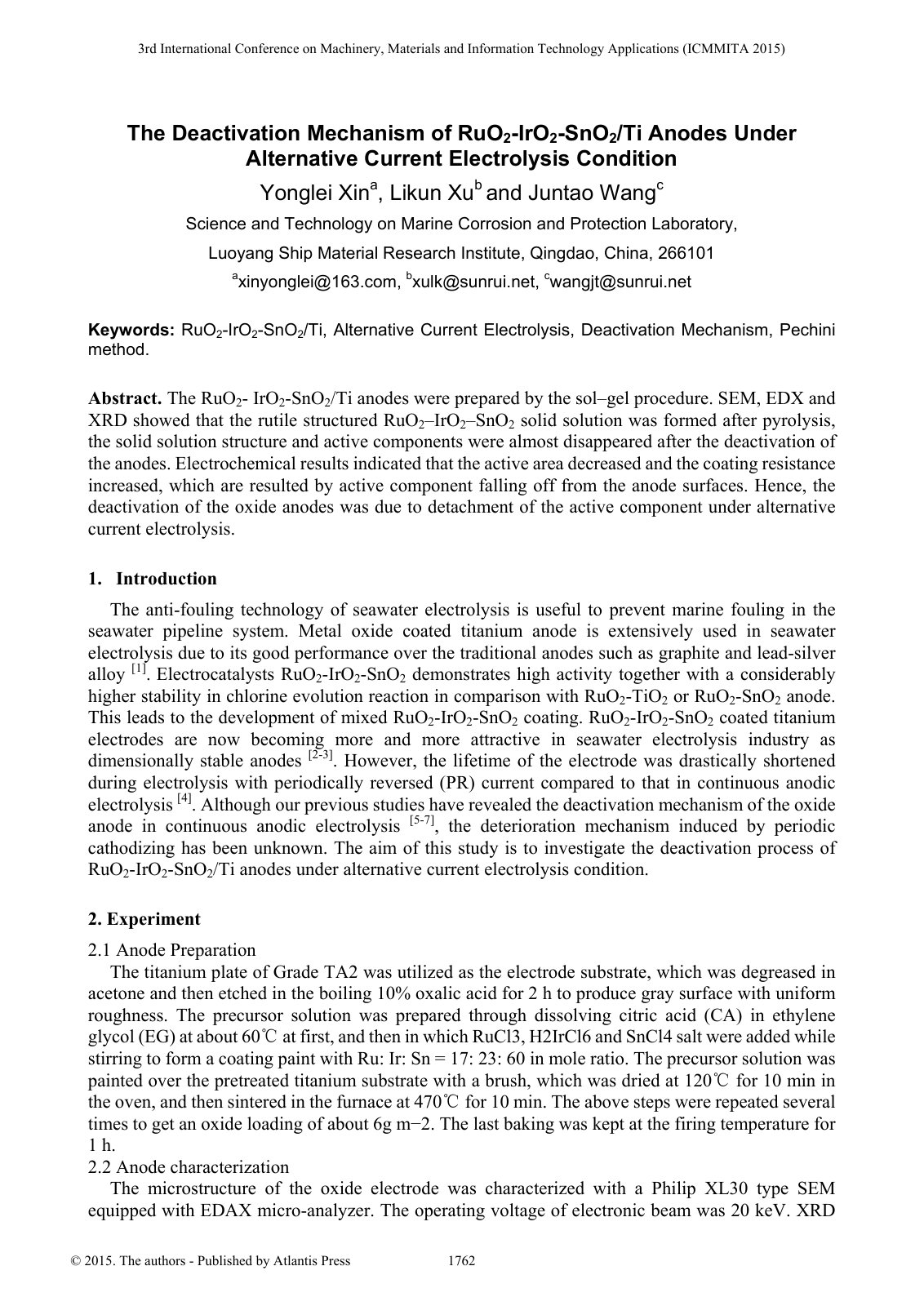 First page of The Deactivation Mechanism of RuO 2 IrO